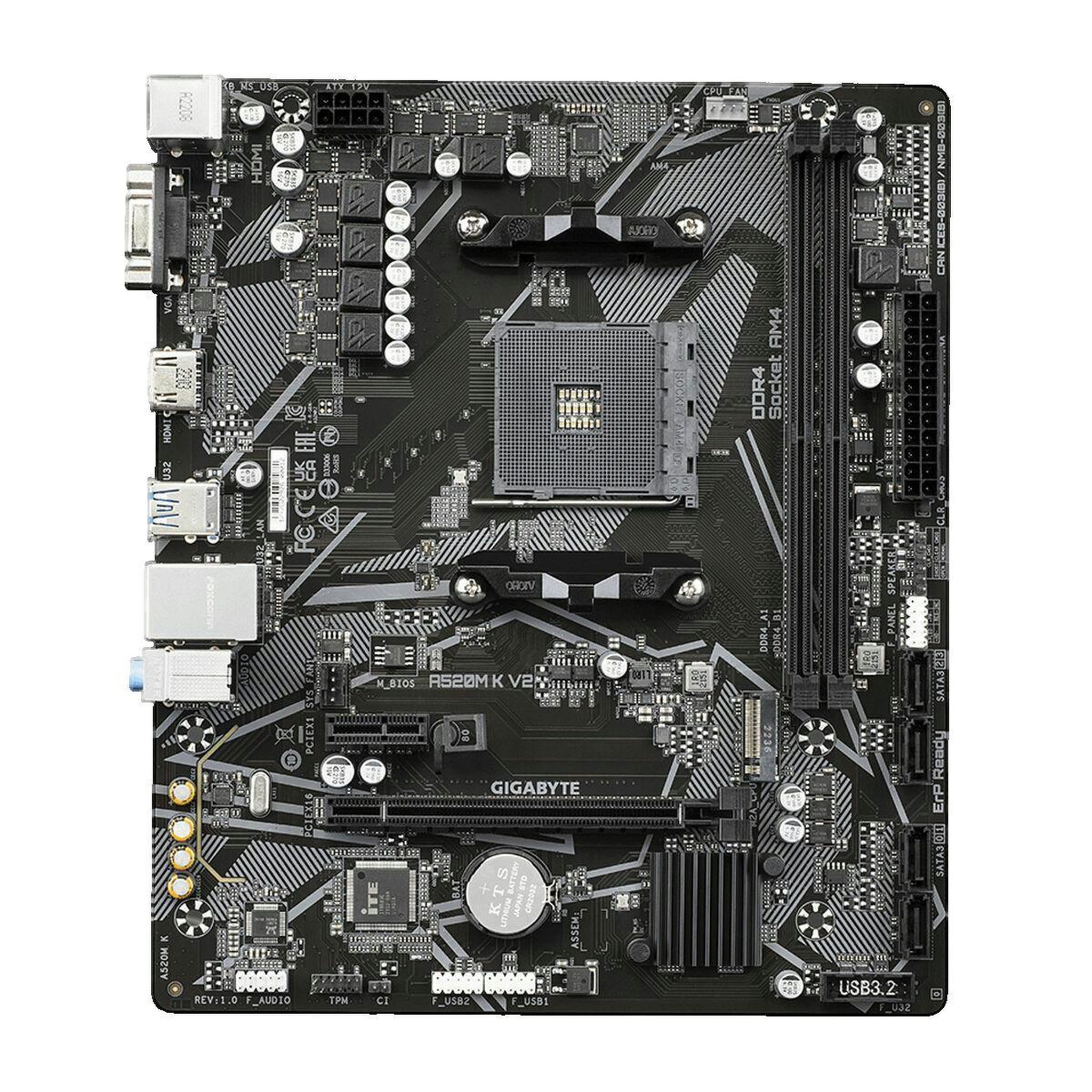 Voir la diapositive 2 : Gigabyte Carte mère Gigabyte A520M K V2 micro ATX pour AMD Ryzen DDR4 M.2 RAID