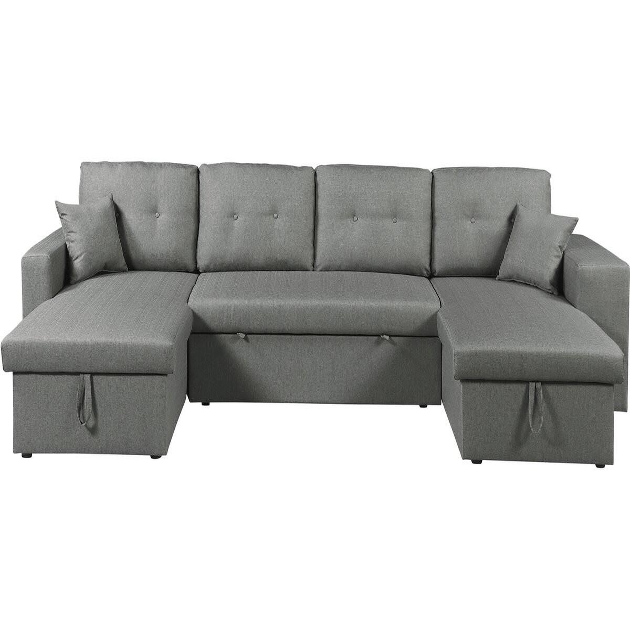 Habitat et Jardin Canapé d'angle panoramique convertible en tissu  axel  - 4 places - gris