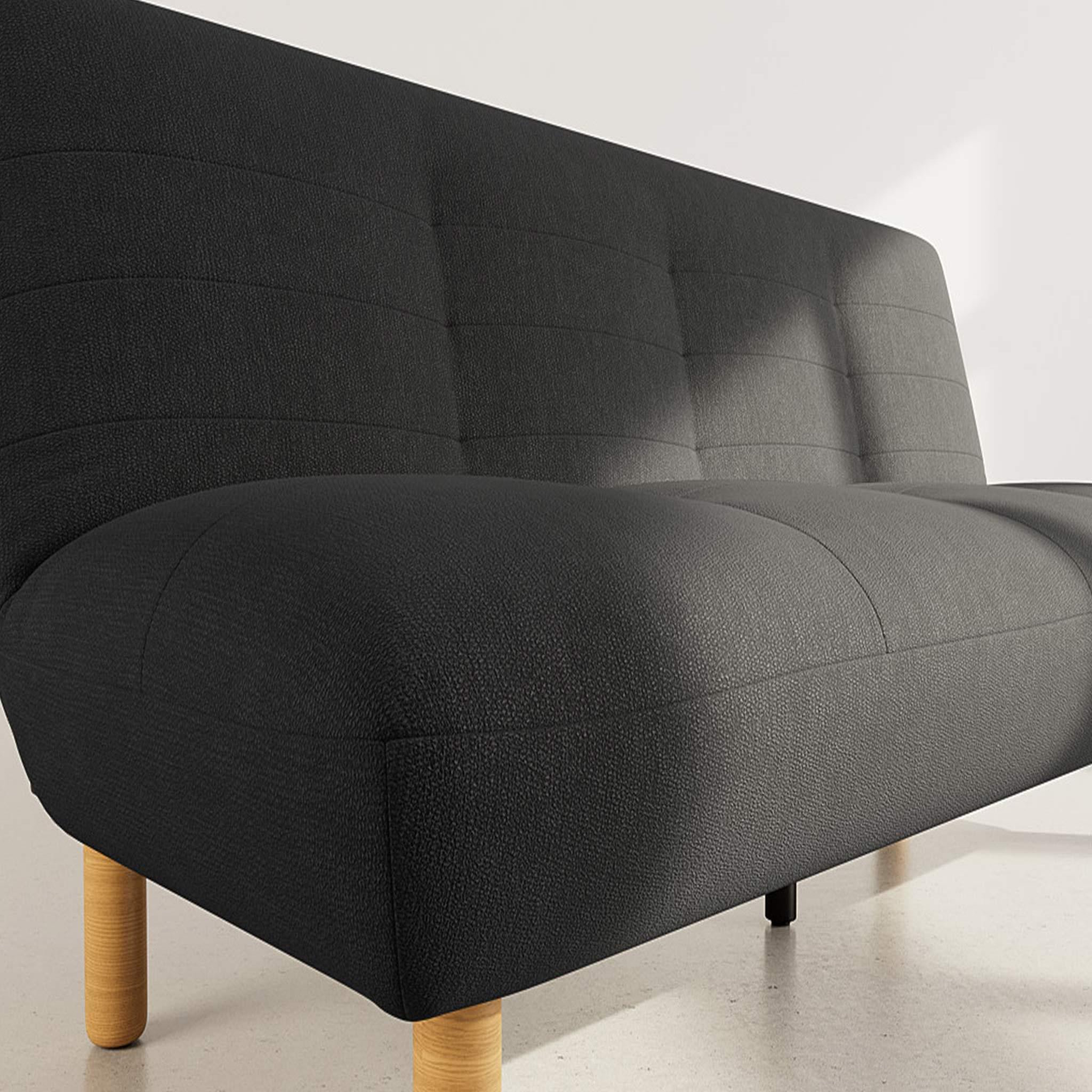 Voir la diapositive 4 : BEST MOBILIER Soan - banquette 2 places convertible clic-clac en velours texturé
