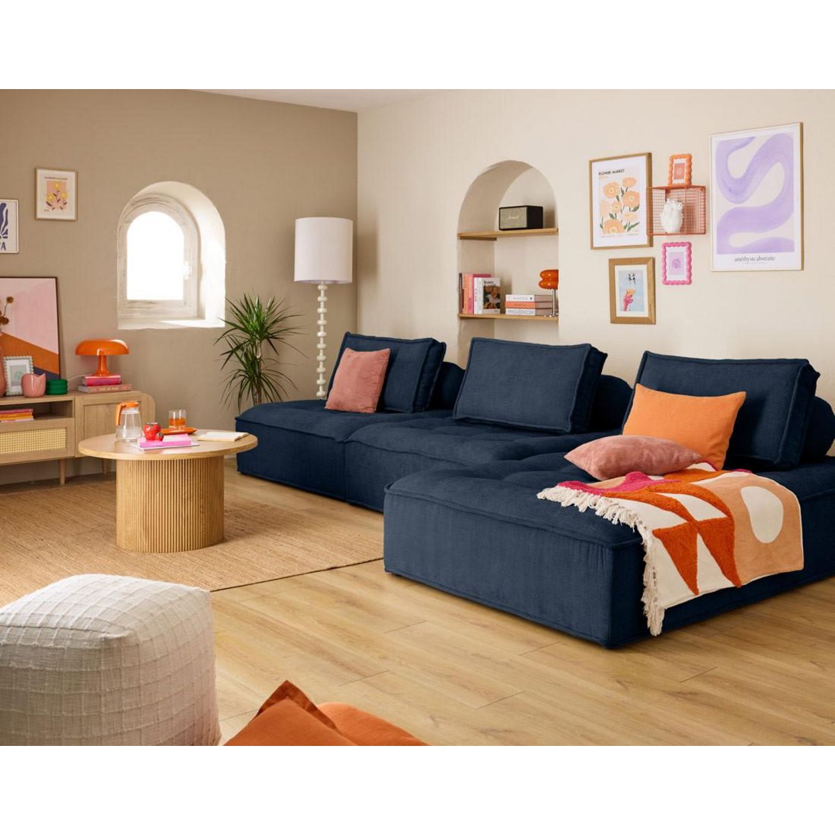 LISA DESIGN Marisol - module d'assise méridienne - velours texturé