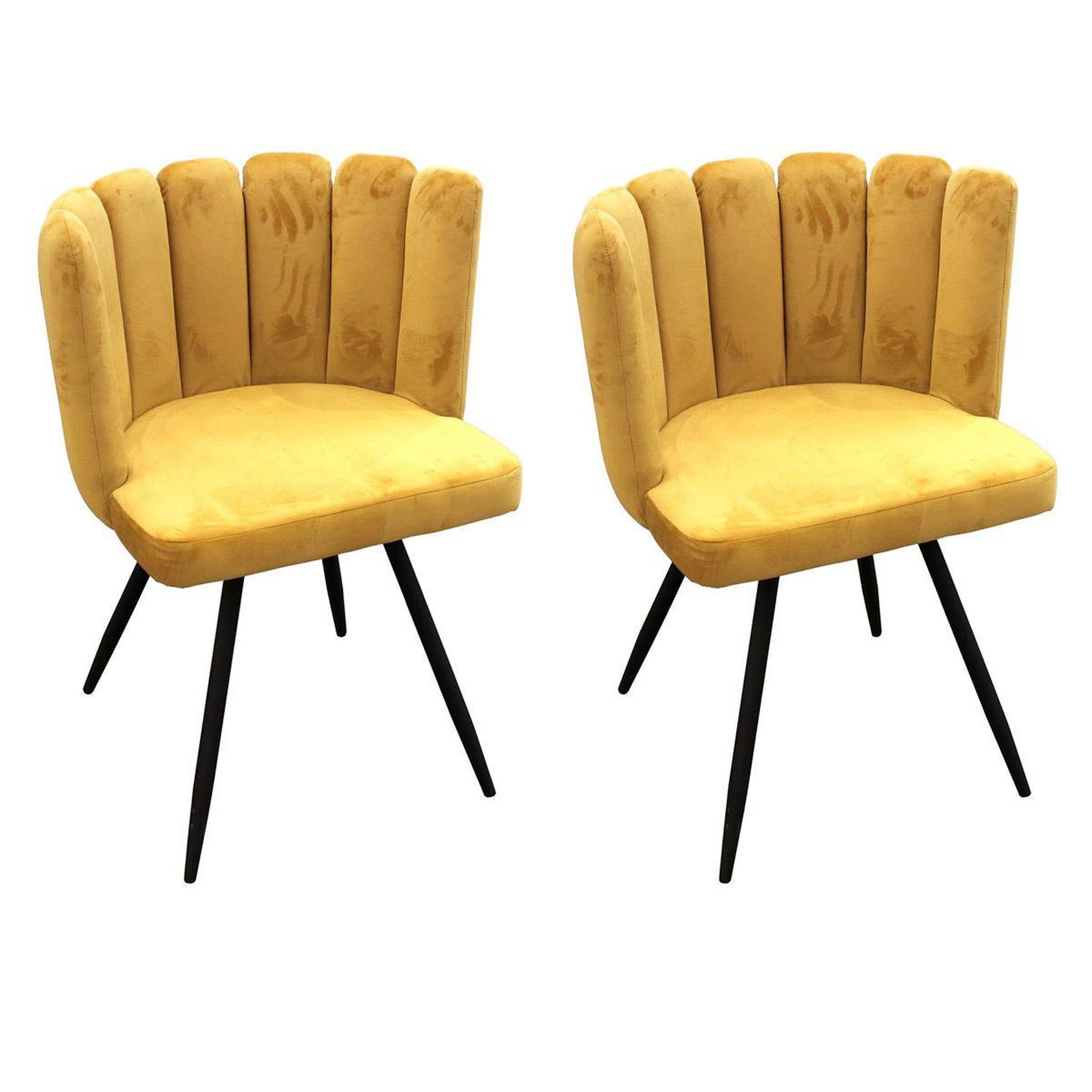 The Home Deco Factory Lot de 2 chaises velours  ariel  79cm jaune