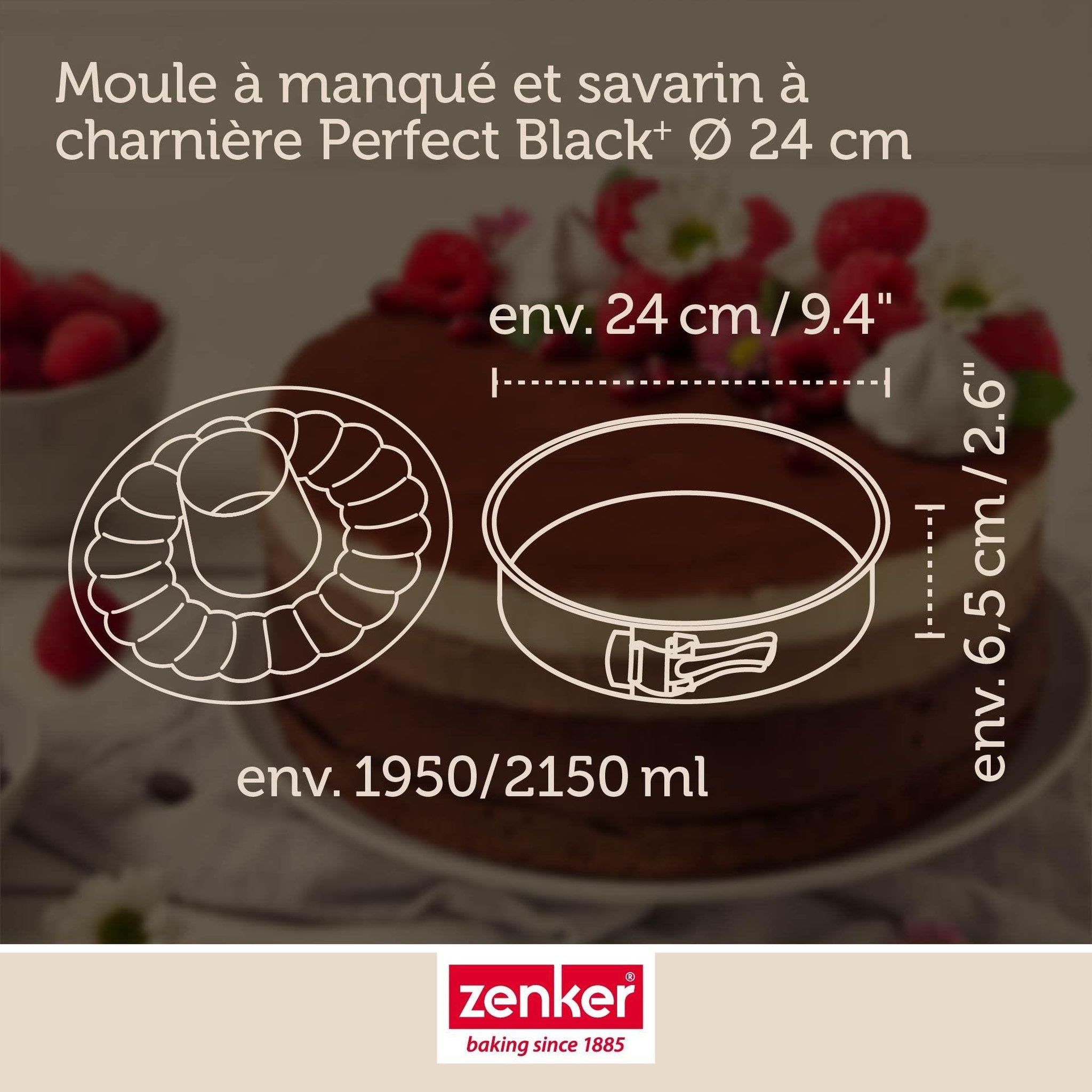 Voir la diapositive 3 : ZENKER Moule à manqué et à savarin double fond 24 cm zenker perfectback+