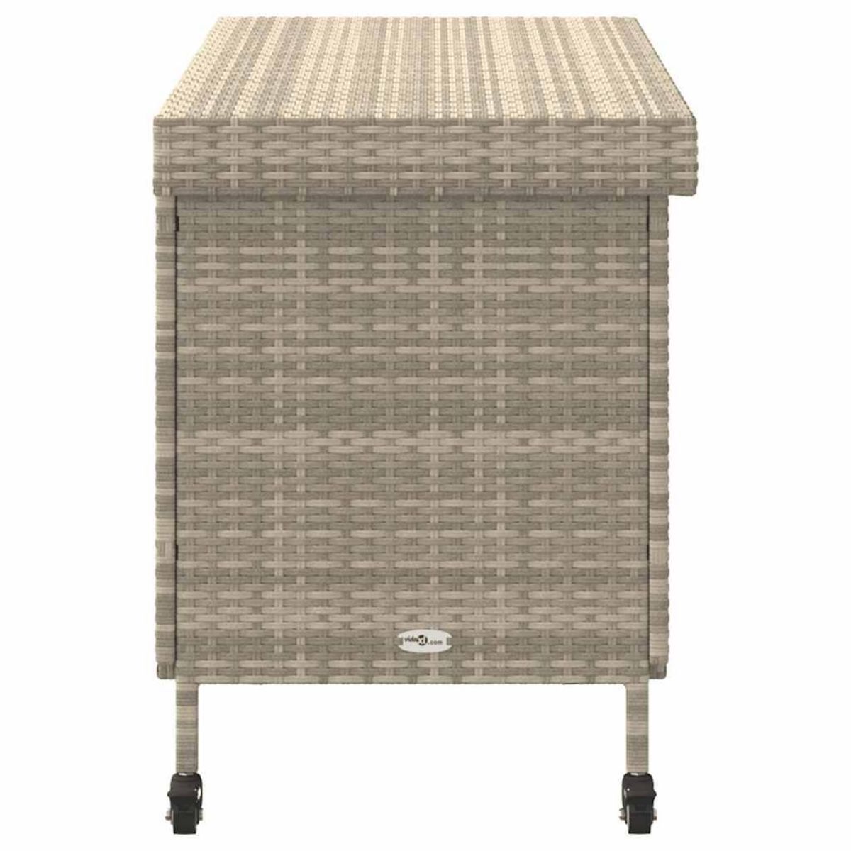 VIDAXL Boîte de rangement de jardin et roues gris clair resine tressee
