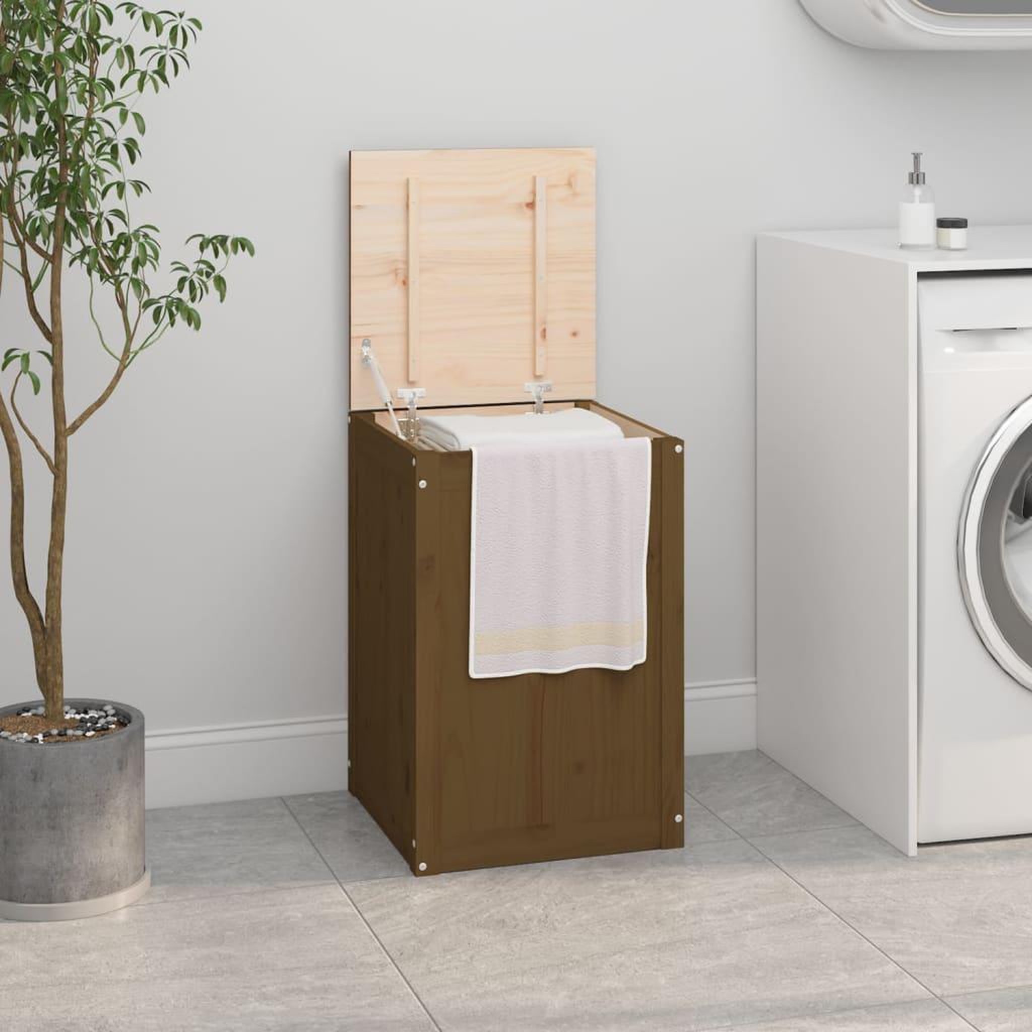VIDAXL Boîte a linge Marron miel 44x44x66 cm Bois massif de pin