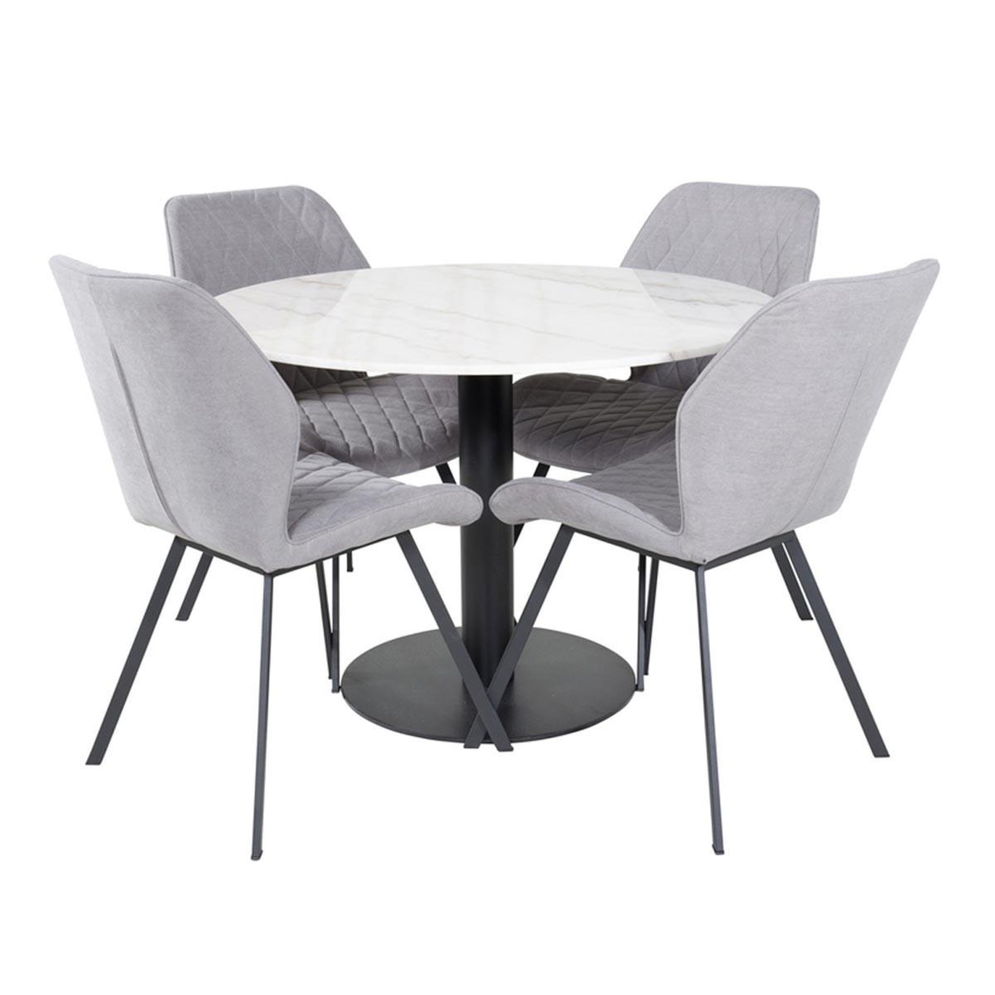 Paris Prix Ensemble table à manger & 4 chaises  estelle & gemma  106cm blanc & gris