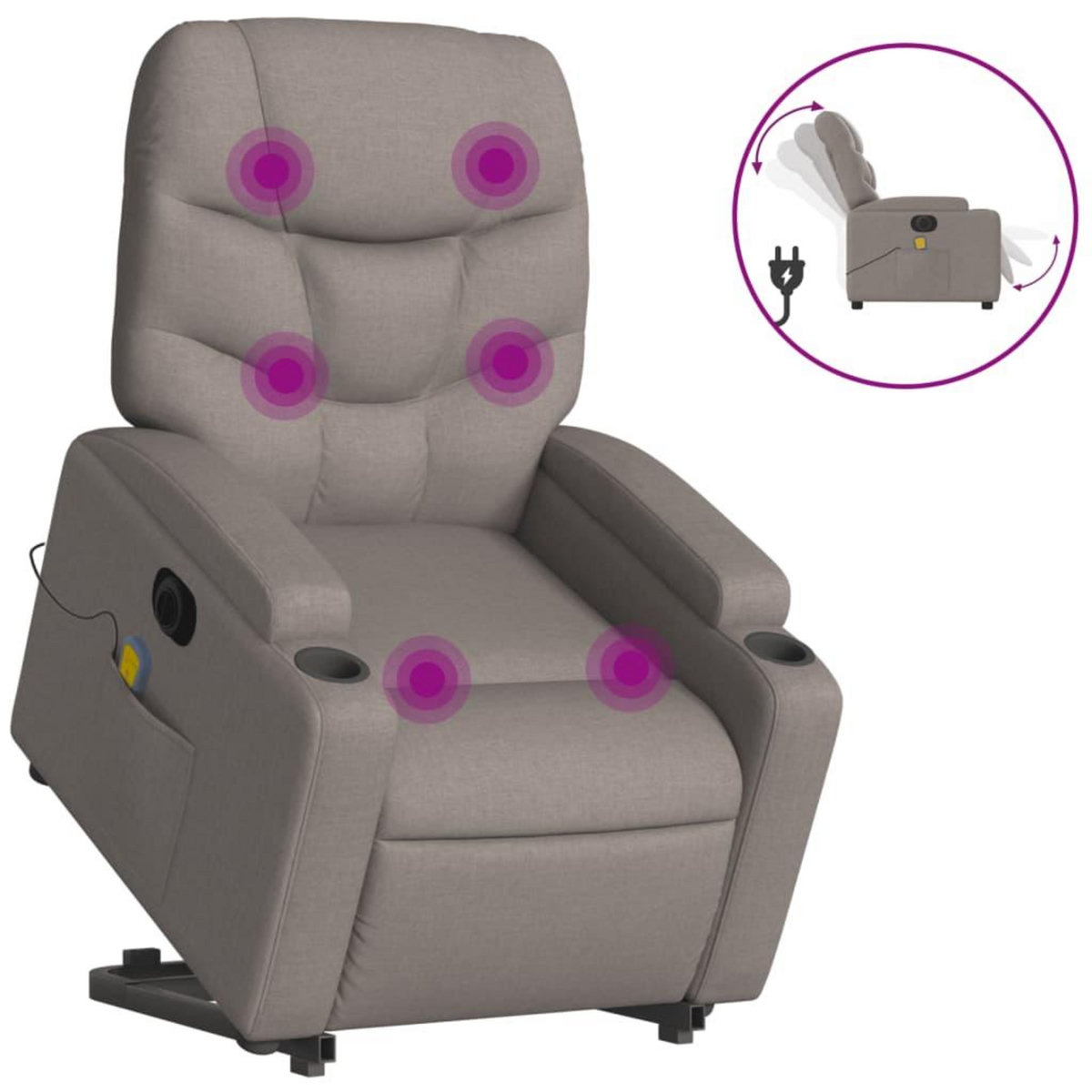 VIDAXL Fauteuil inclinable de massage electrique Taupe Tissu