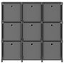 Voir la diapositive 2 : VIDAXL Etagere a 9 cubes avec boîtes Gris 103x30x107,5 cm Tissu