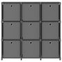 Voir la diapositive 2 : VIDAXL Etagere a 9 cubes avec boîtes Gris 103x30x107,5 cm Tissu