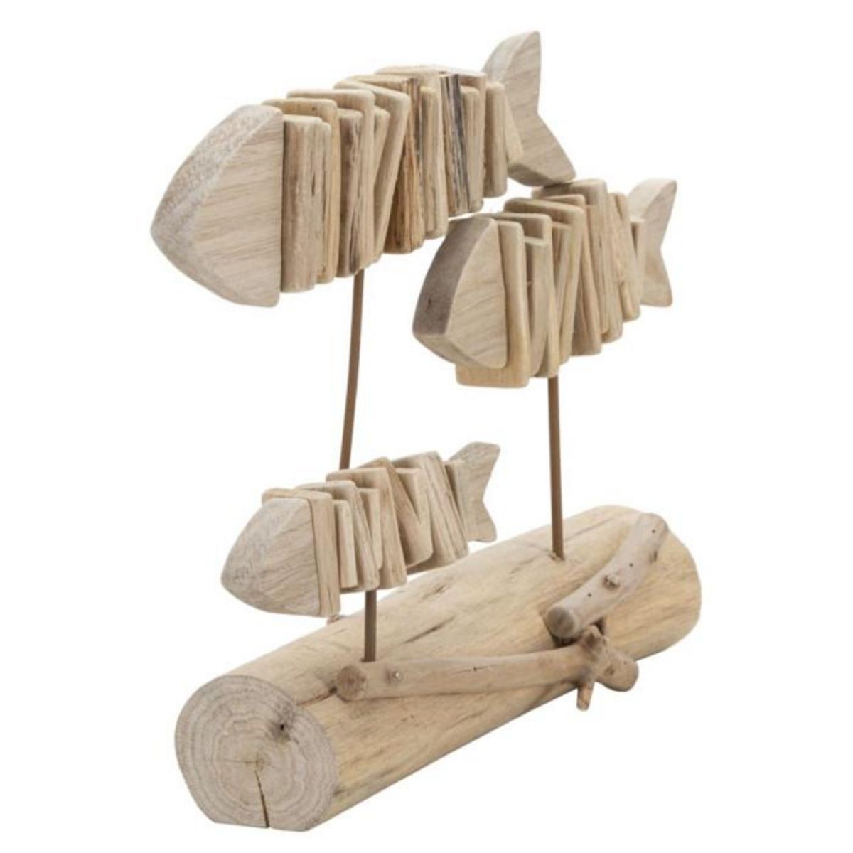 Paris Prix Statuette Banc de Poisson en Bois  Tanoak  37cm Naturel