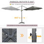 Voir la diapositive 4 : OUTSUNNY Parasol déporté octogonal inclinable manivelle avec pied en acier Ø 2,94 x 2,48H m gris