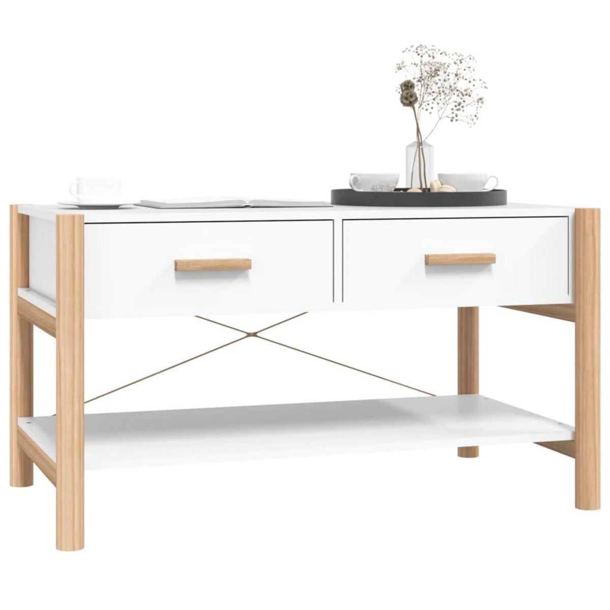 VIDAXL Table basse Blanc 82x48x45 cm Bois d'ingenierie