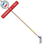 OUTILS PERRIN Râteau forgé 14 dents courbes manche bois 1,50 m, outil trempé haute résistance, jardin