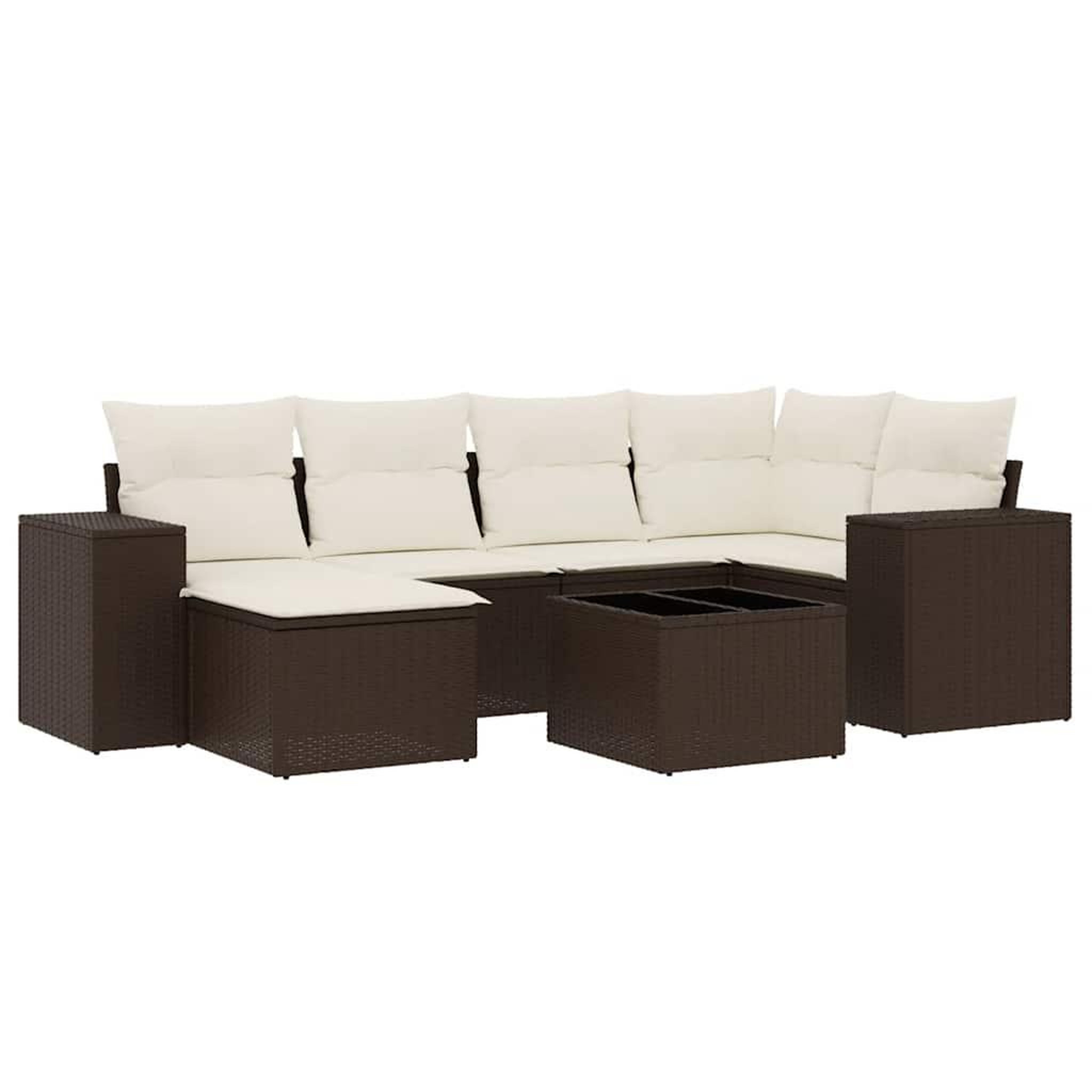 Voir la diapositive 2 : VIDAXL Salon de jardin avec coussins 7 pcs marron resine tressee