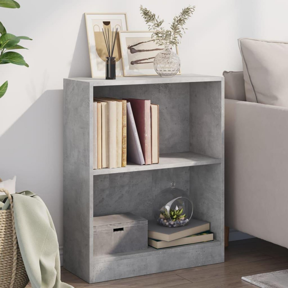 VIDAXL Bibliotheque Gris beton 60x24x76 cm Bois d'ingenierie