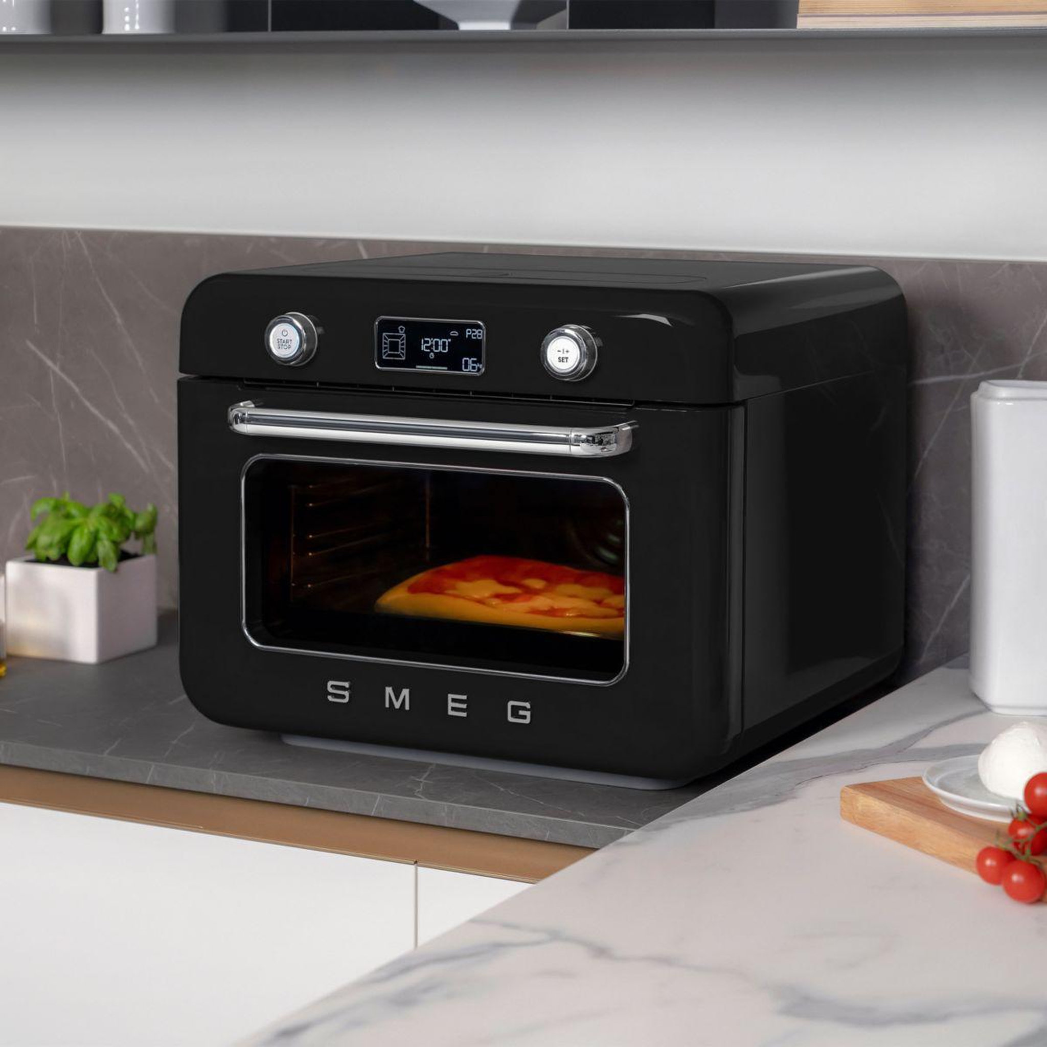 Voir la diapositive 5 : SMEG Mini four combiné vapeur 1800w noir - COF01BLEU
