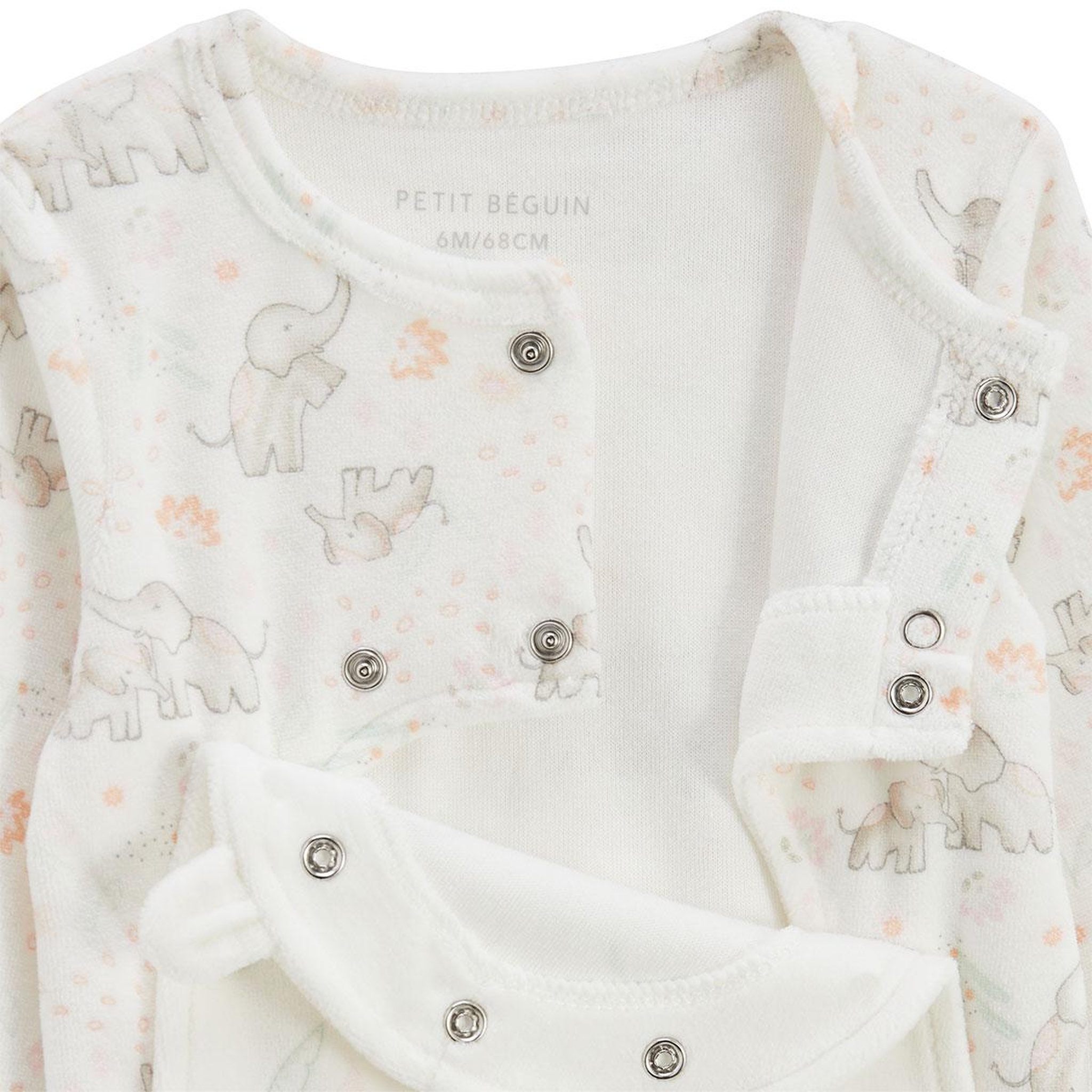 Voir la diapositive 4 : Petit Béguin Pyjama bébé en velours ouverture pont badian