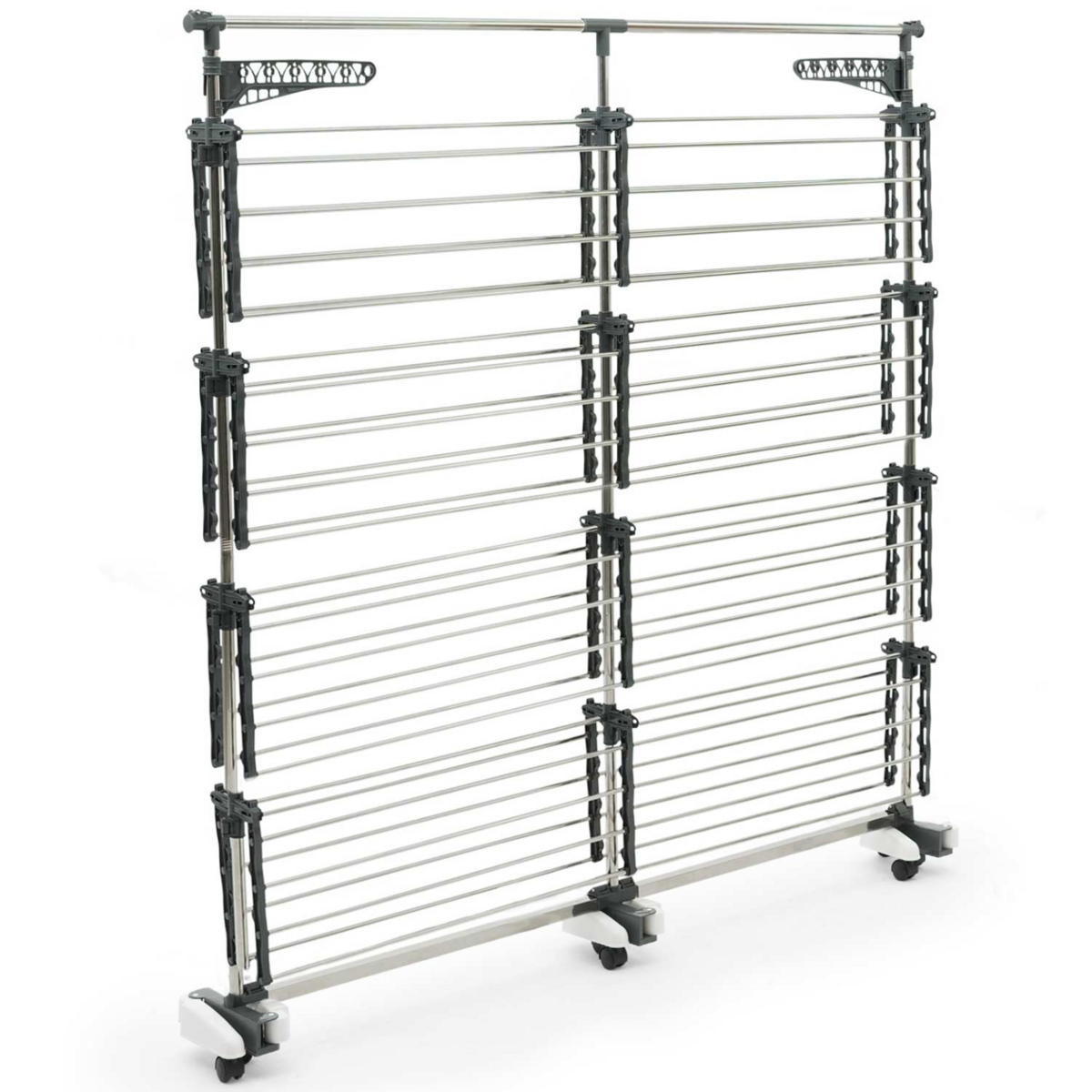 ID MARKET Séchoir à linge 60 M SUPRA XXL gris/blanc 4 niveaux + barre télescopique