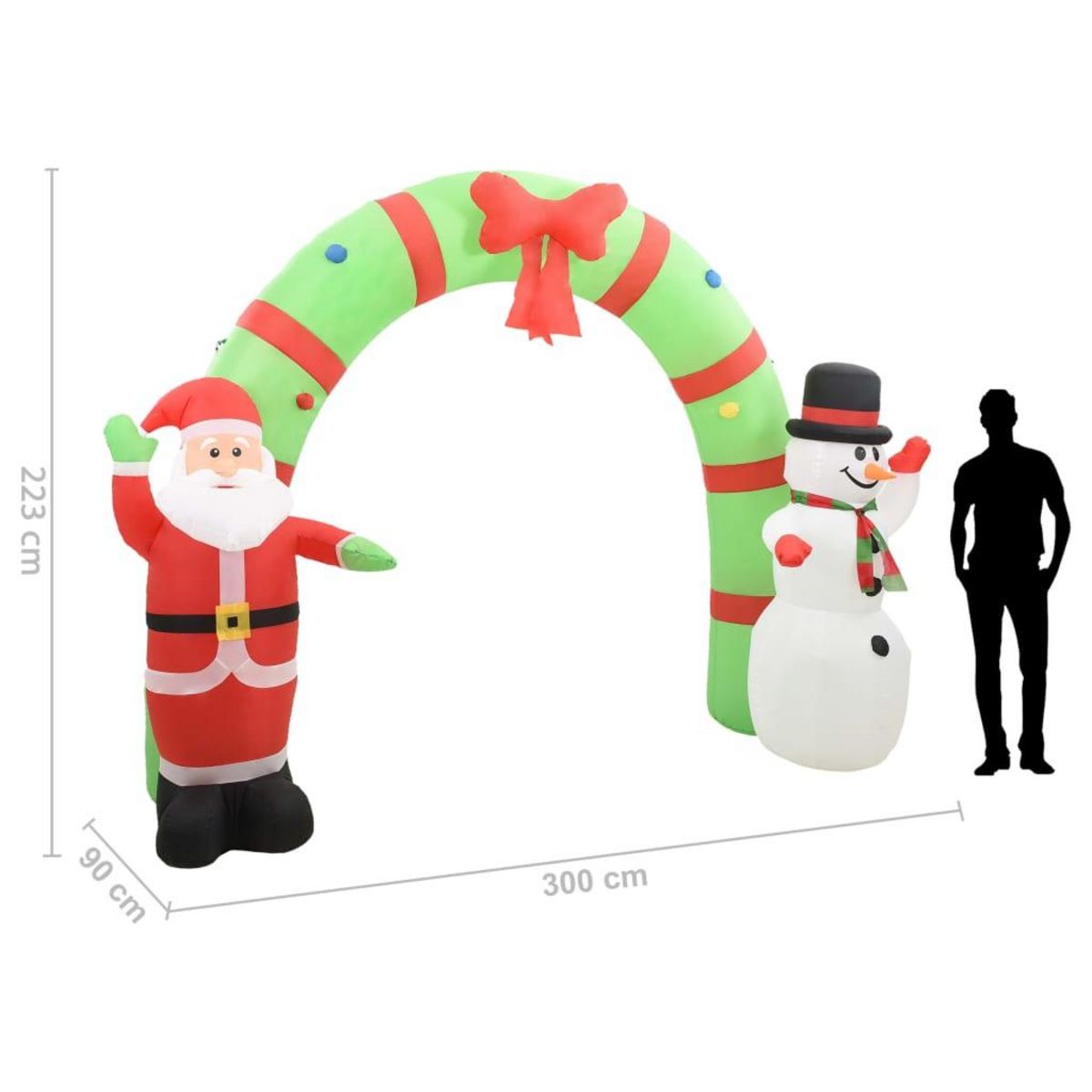 VIDAXL Arche gonflable avec Pere Noël et bonhomme de neige LED 223 cm
