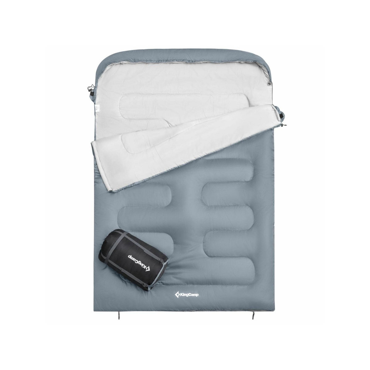 KINGCAMP Sac de couchage 2 places - Kingcamp - Modèle Oasis - Gris - 235 x 160 cm