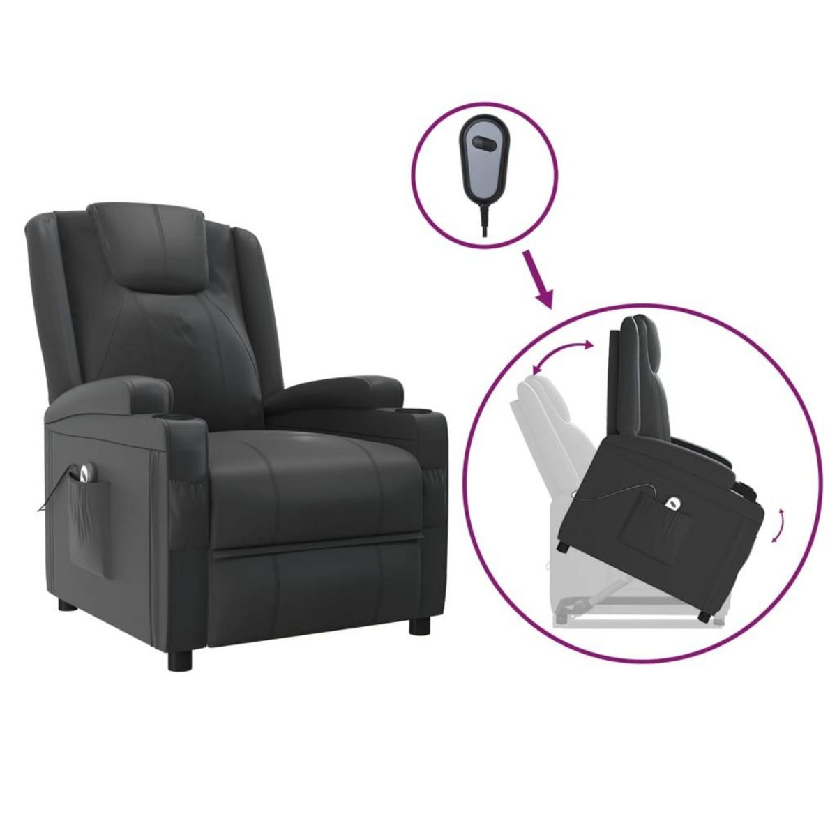 VIDAXL Fauteuil Noir Similicuir