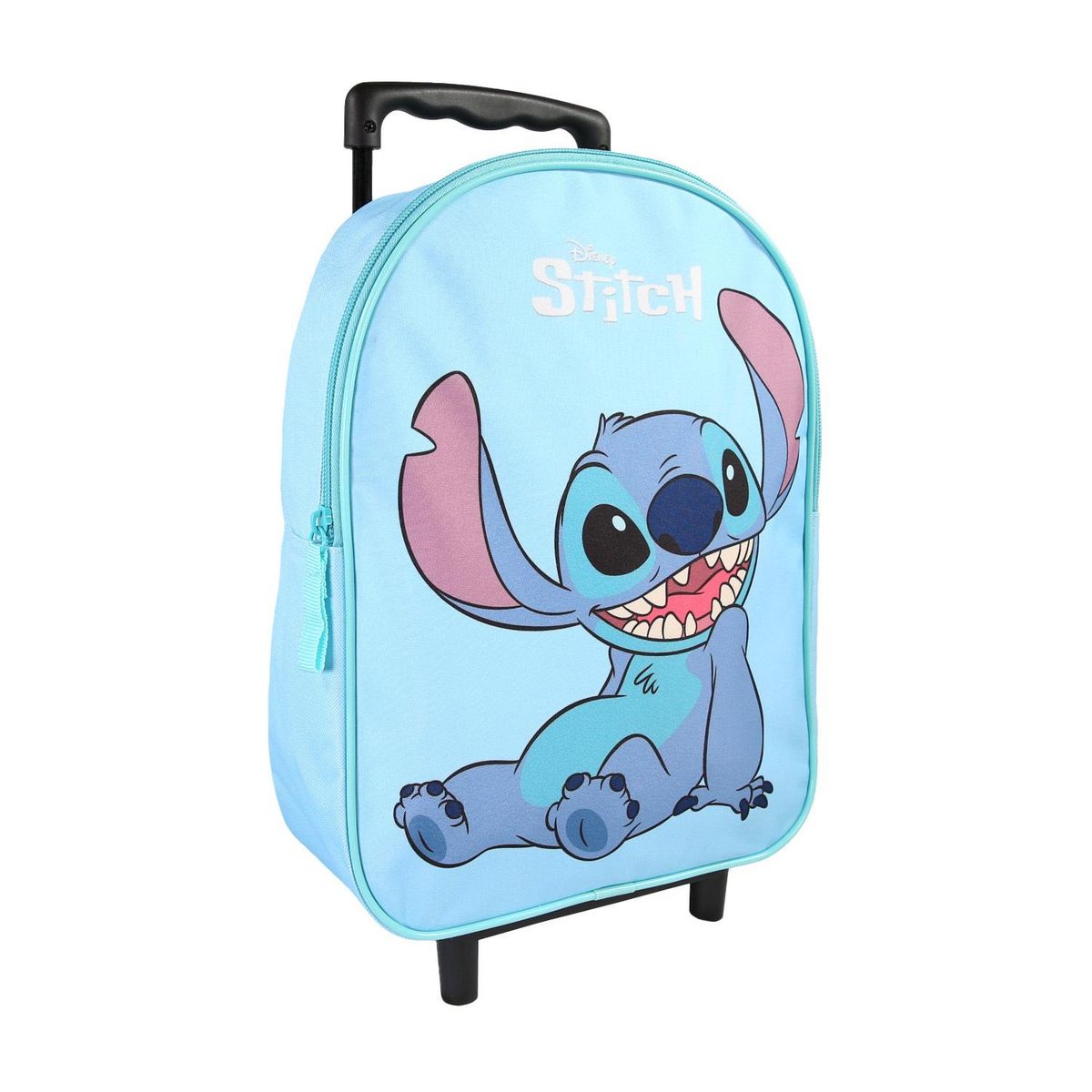 Bagtrotter Bagtrotter - Stitch - Sac à Dos Scolaire à Roulettes  - Bleu Clair - 1 Compartiment Zippé - Bretelles Matelassées - 25x12x32cm - Matière Polyester - Sac à Dos Scolaire Maternelle