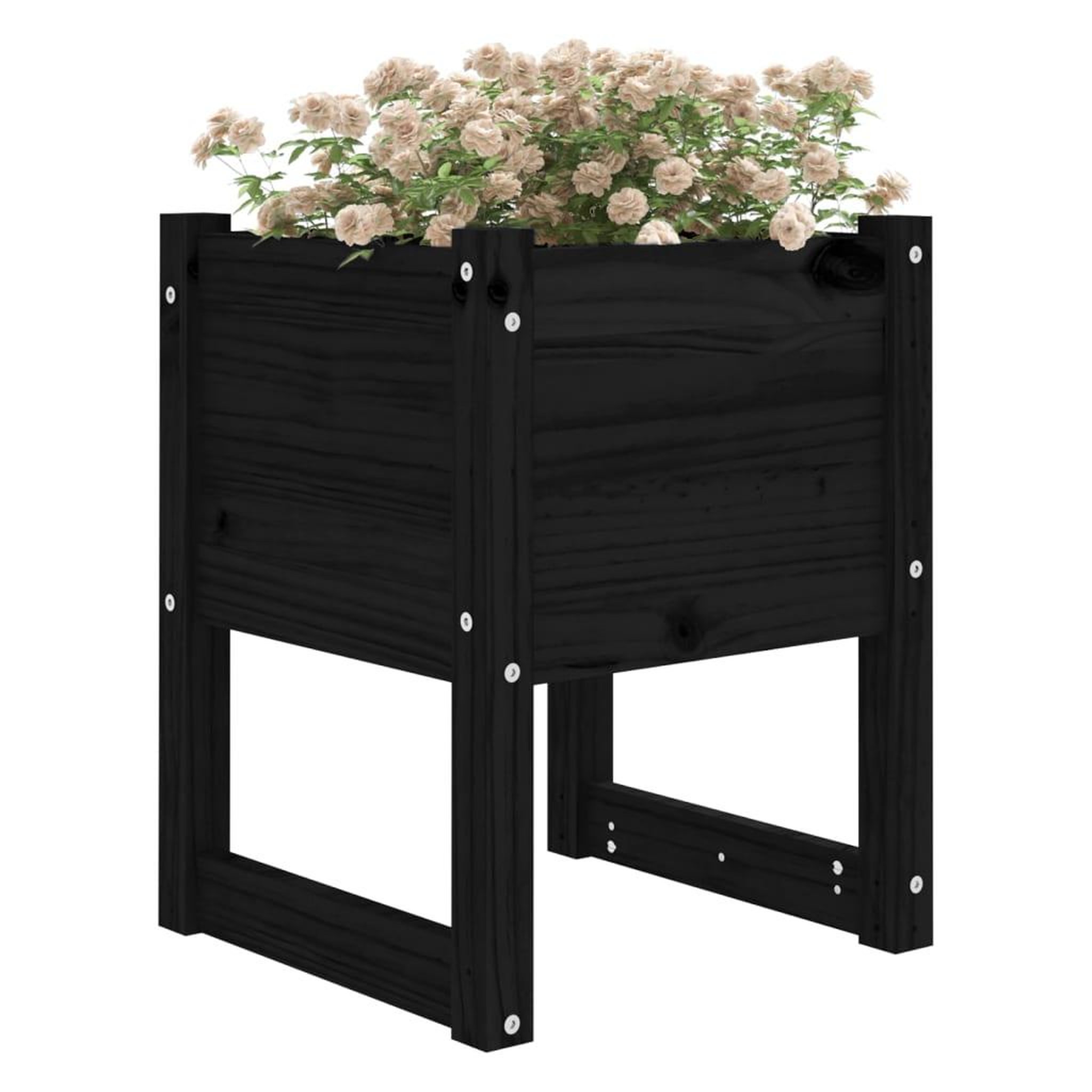 Voir la diapositive 3 : VIDAXL Jardinieres 2 pcs Noir 40x40x52,5 cm Bois massif de pin