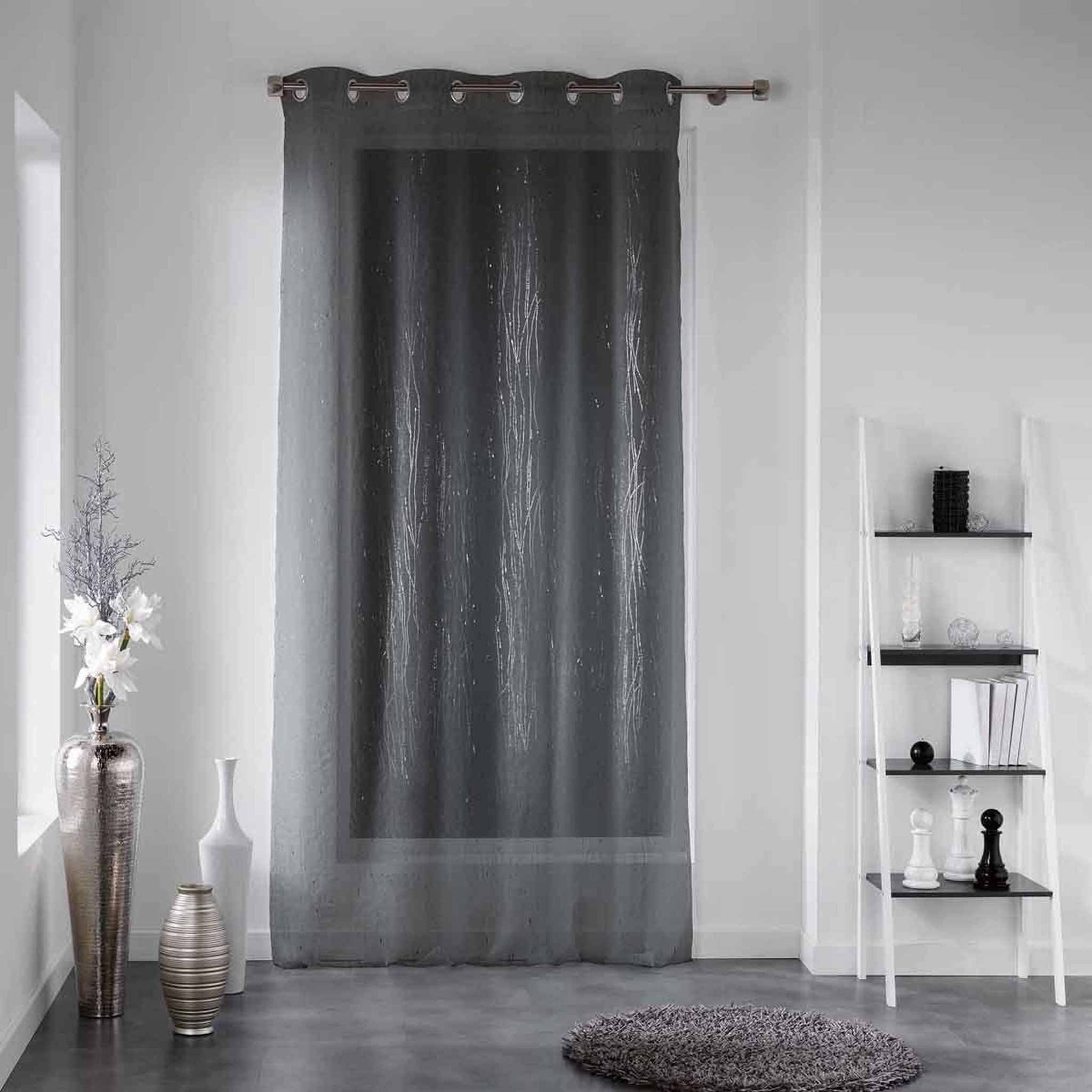 Douceur d'Intérieur Rideau voilage à œillets  filiane  140x180cm anthracite