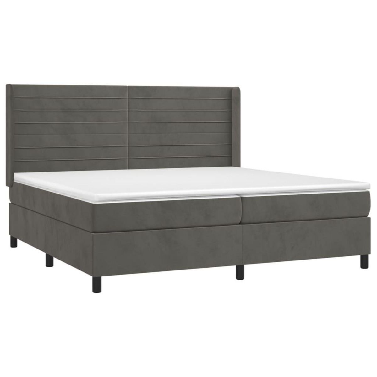 VIDAXL Sommier a lattes de lit et matelas Gris fonce 200x200cm Velours