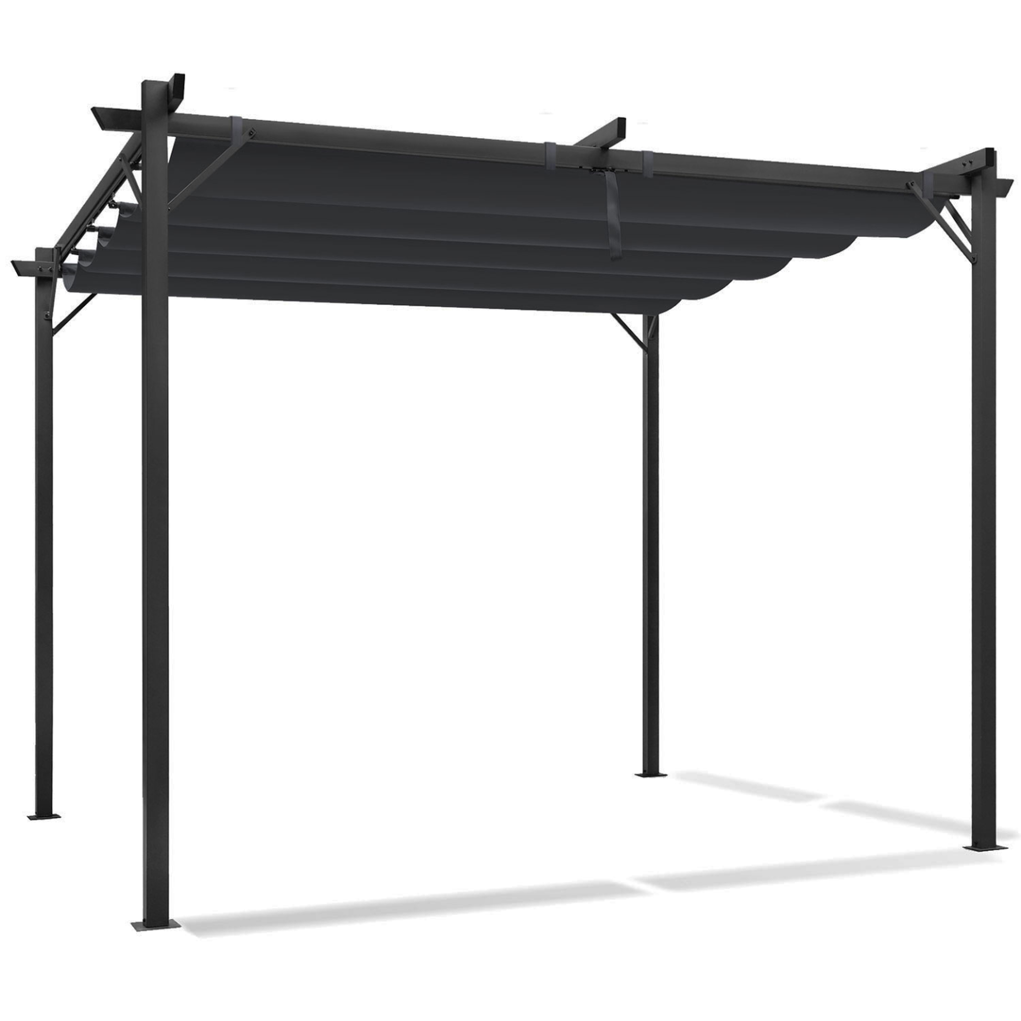 Voir la diapositive 4 : ID MARKET Pergola édition spéciale toit rétractable 3x3 m et 4 stores gris anthracite