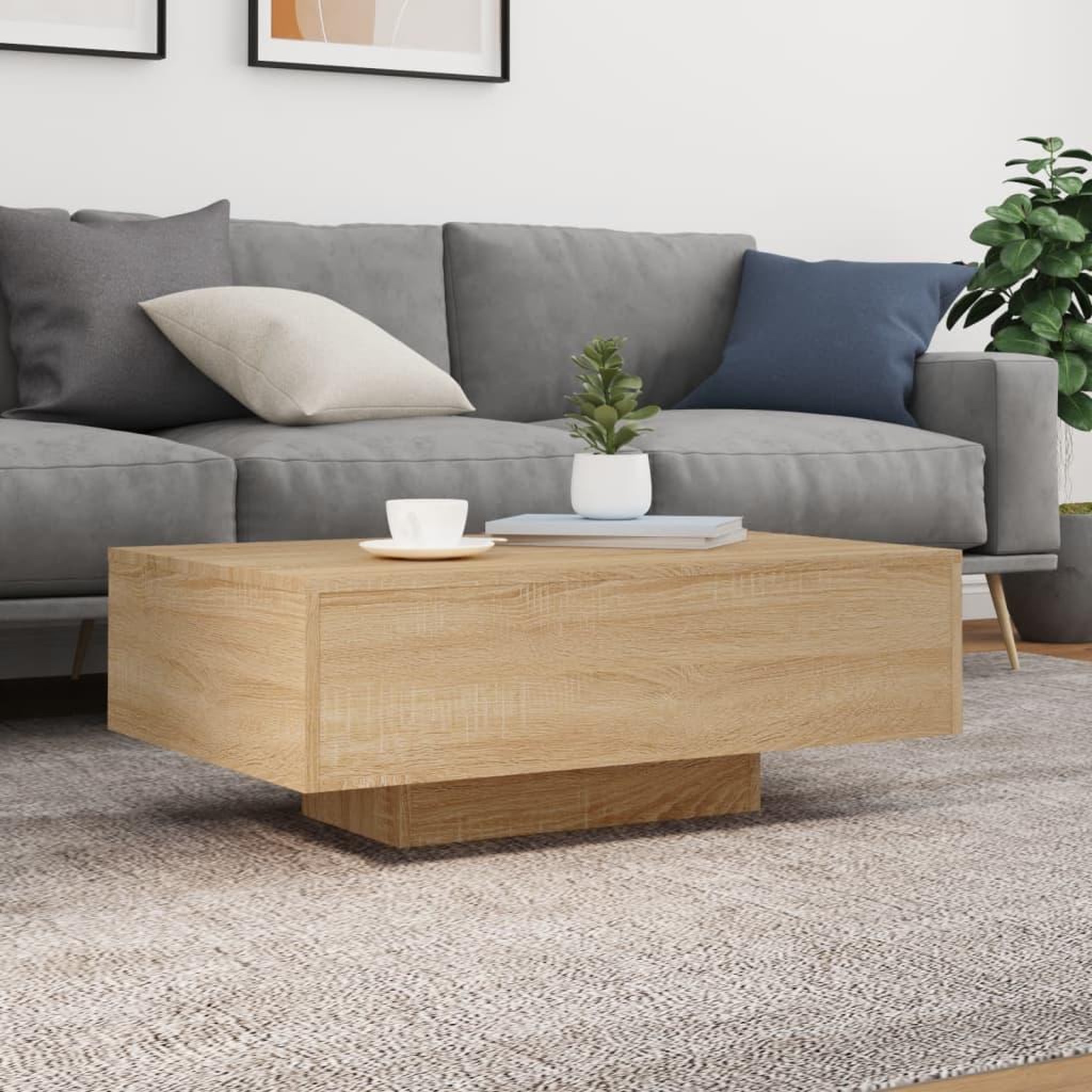 Voir la diapositive 4 : VIDAXL Table basse avec lumieres LED chene sonoma 85x55x31 cm