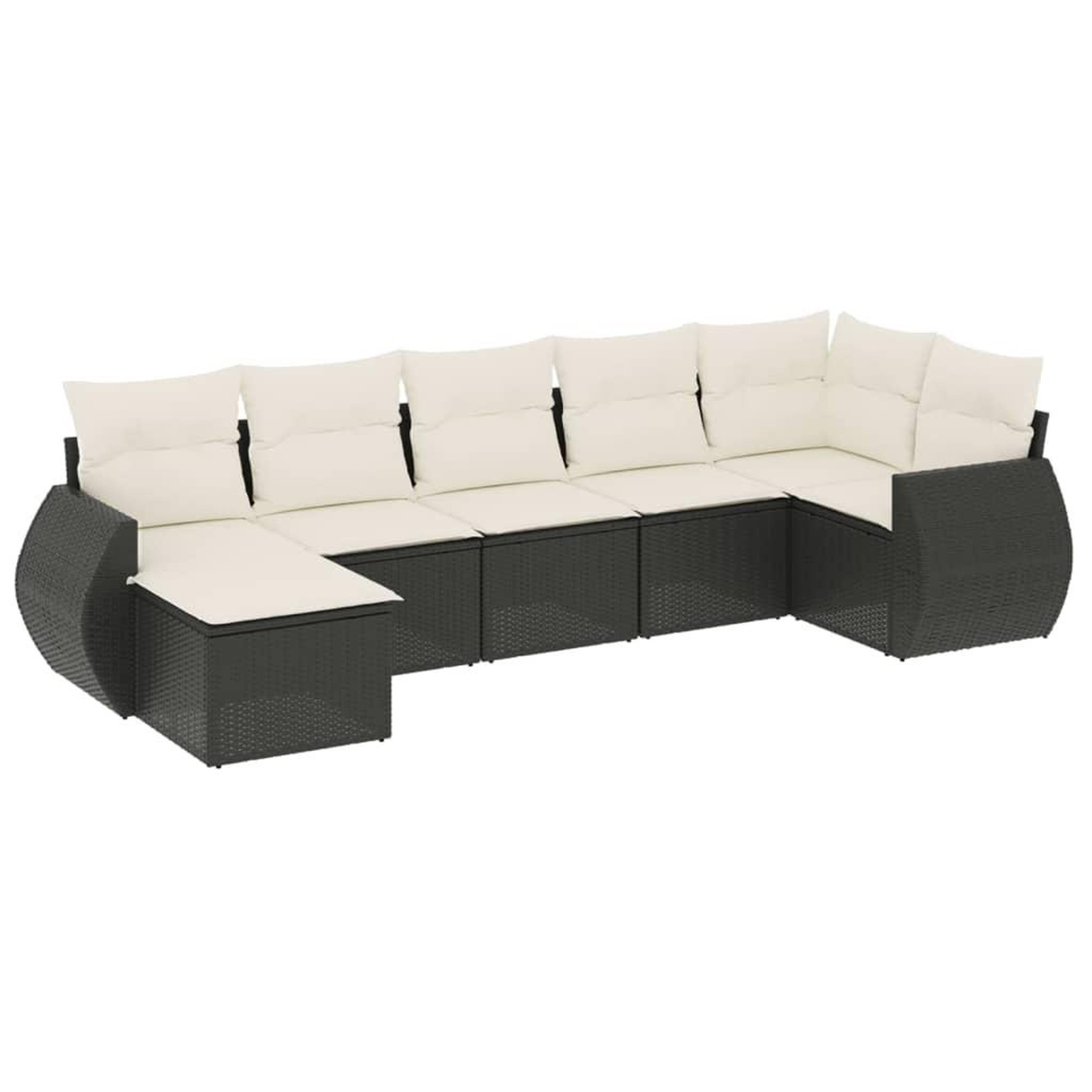 Voir la diapositive 2 : VIDAXL Salon de jardin 7 pcs avec coussins noir resine tressee