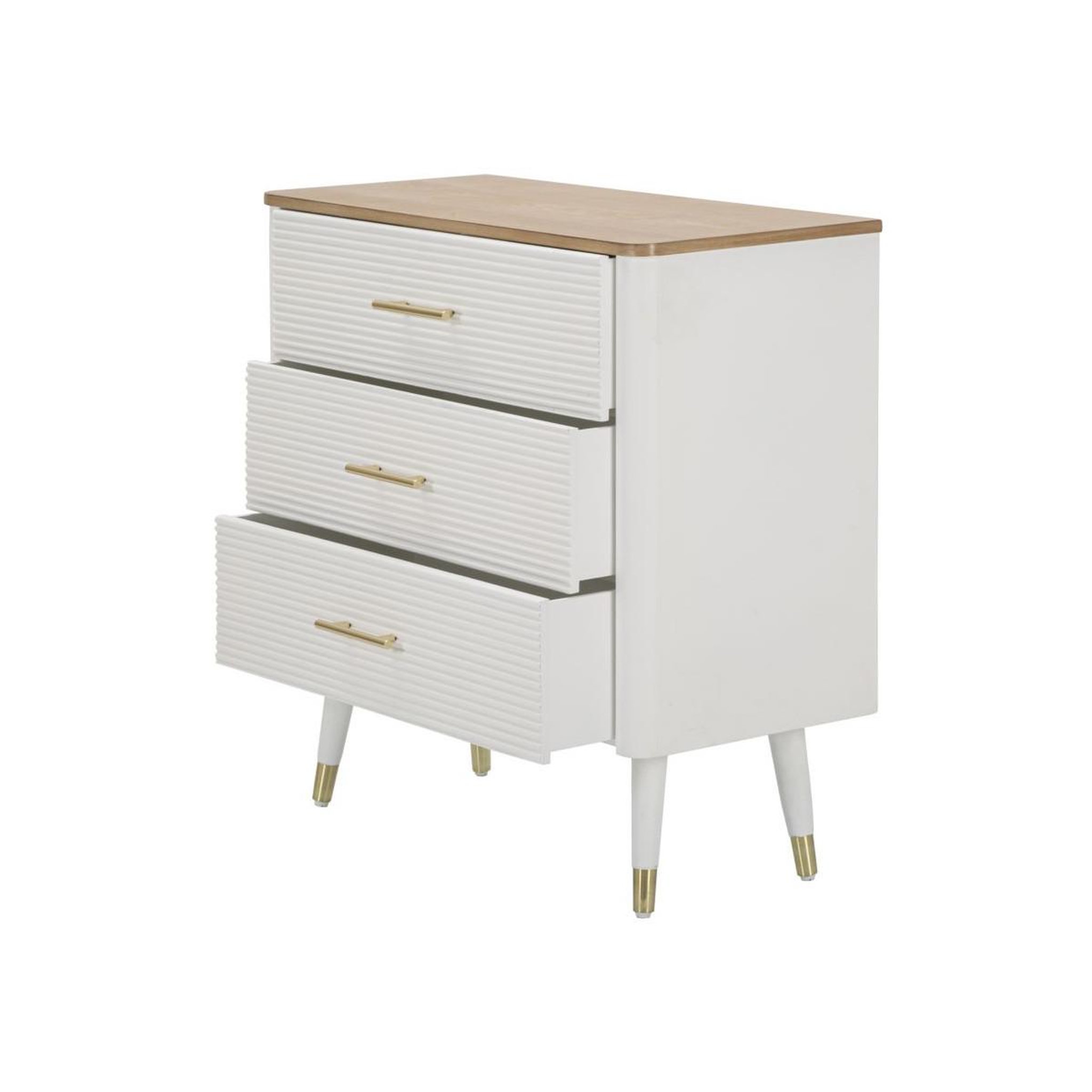 Voir la diapositive 4 : Paris Prix Commode 3 tiroirs en bois  matera  80cm blanc & naturel