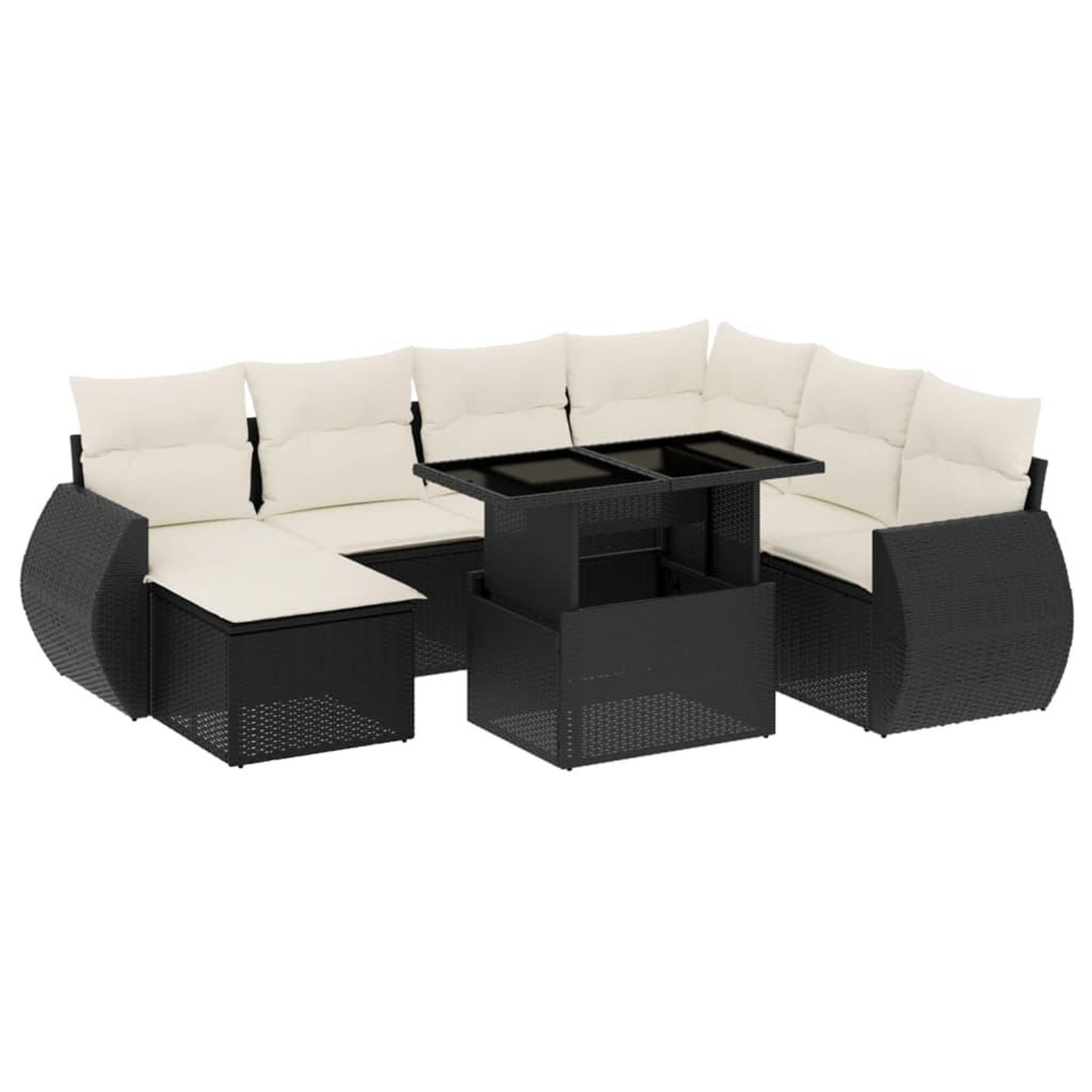 Voir la diapositive 2 : VIDAXL Salon de jardin 8 pcs avec coussins noir resine tressee