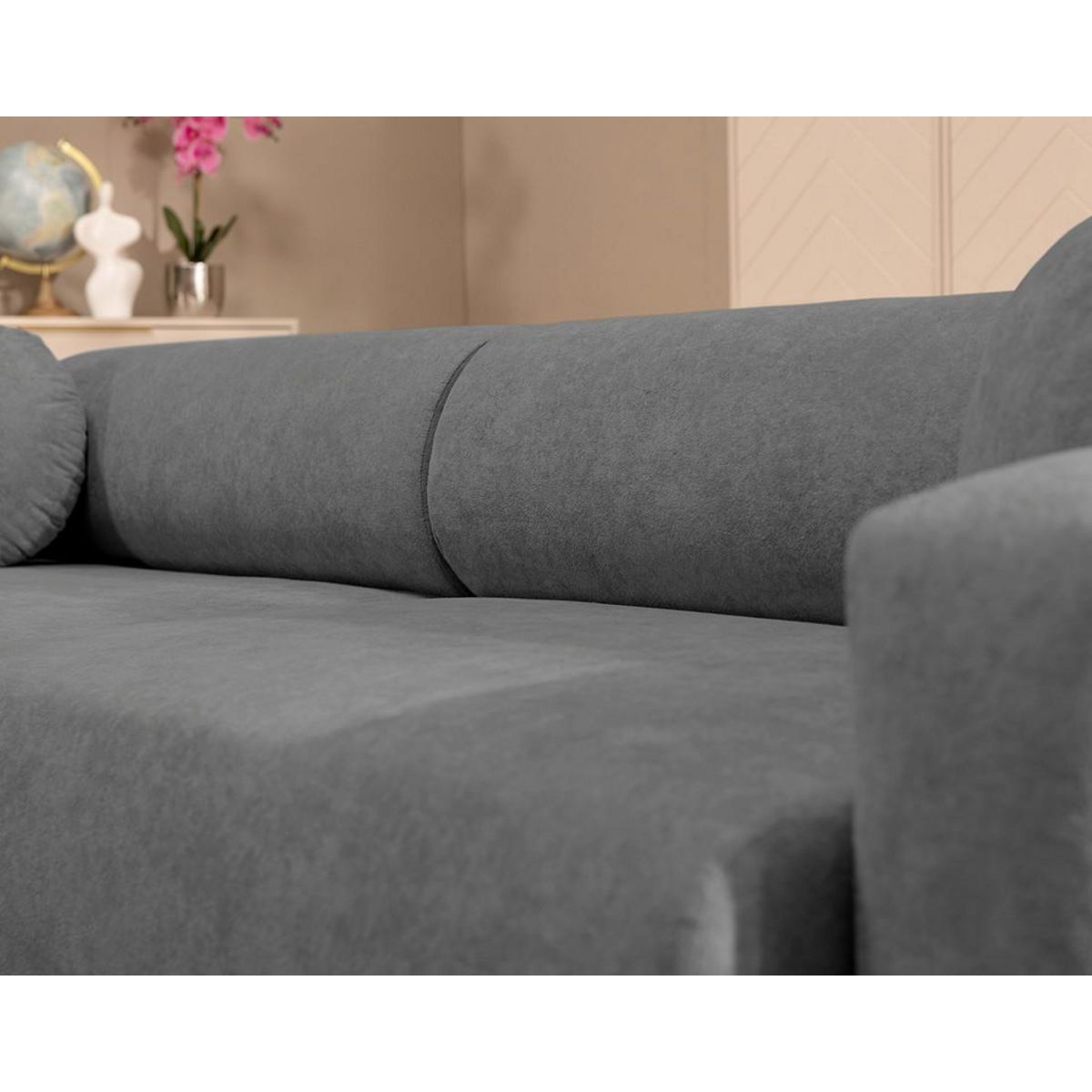 BEST MOBILIER Brunello - canapé d'angle réversible 4 places convertible avec coffre en tissu