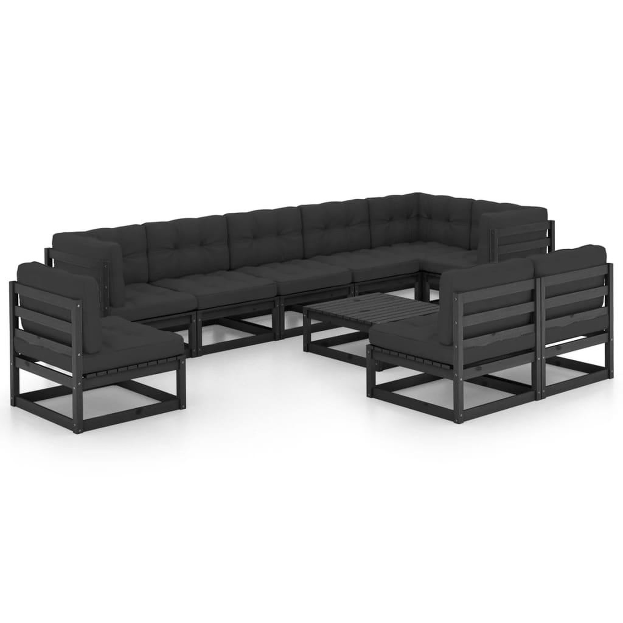 Voir la diapositive 2 : VIDAXL Salon de jardin 10 pcs avec coussins Bois de pin massif