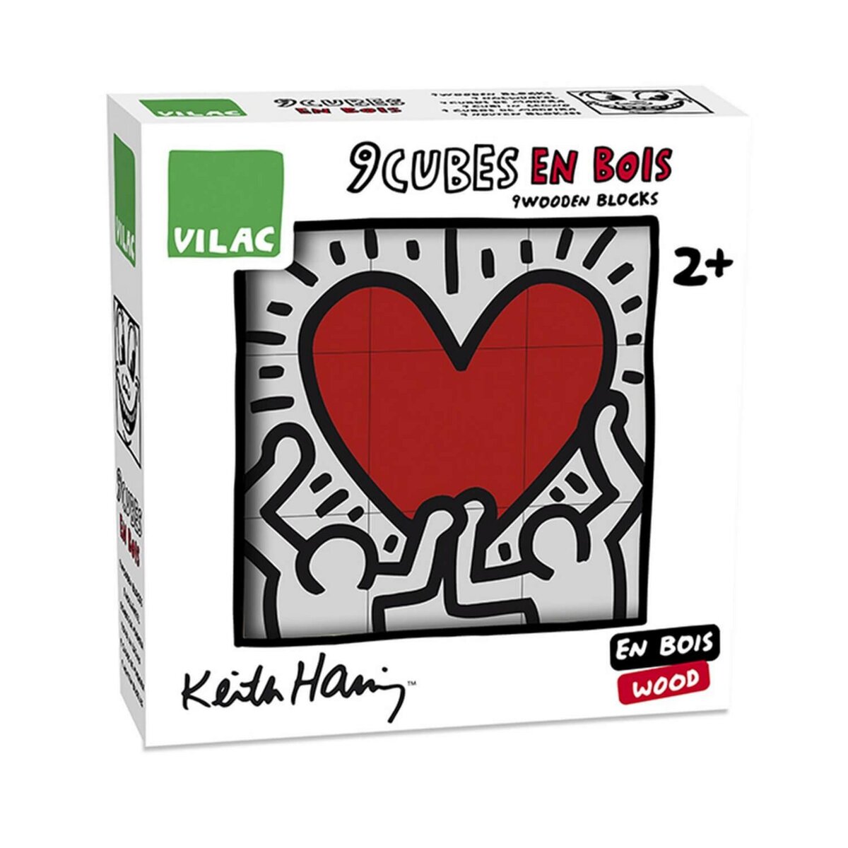 Vilac Puzzle 9 cubes en bois Keith Haring