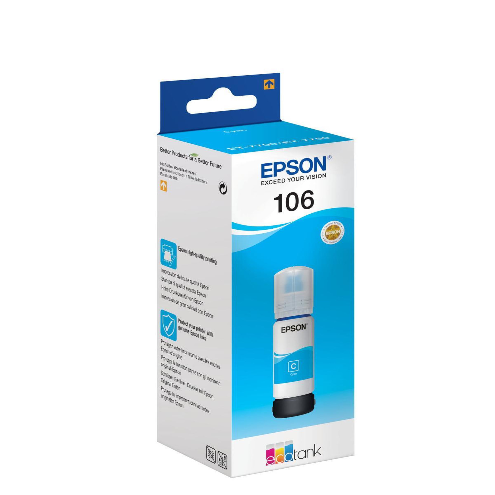 Voir la diapositive 3 : Epson Cartouche d'encre Ecotank Bouteille 106 Cyan