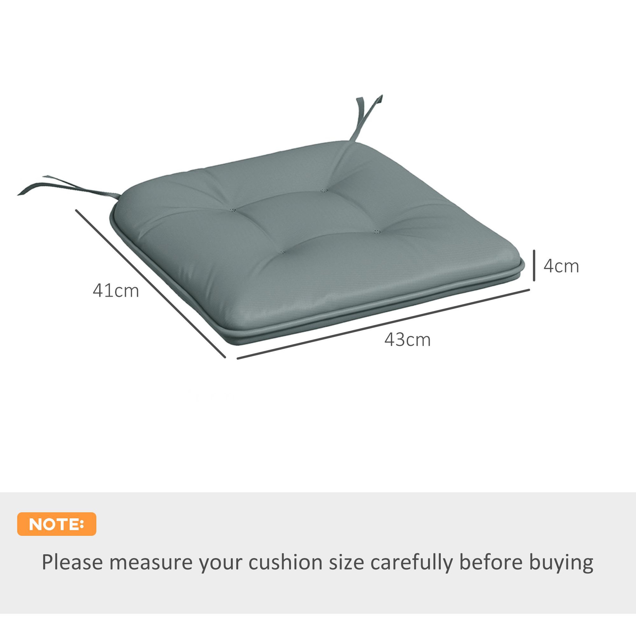Voir la diapositive 3 : OUTSUNNY Lot de 4 coussins de chaises de jardin polyester gris