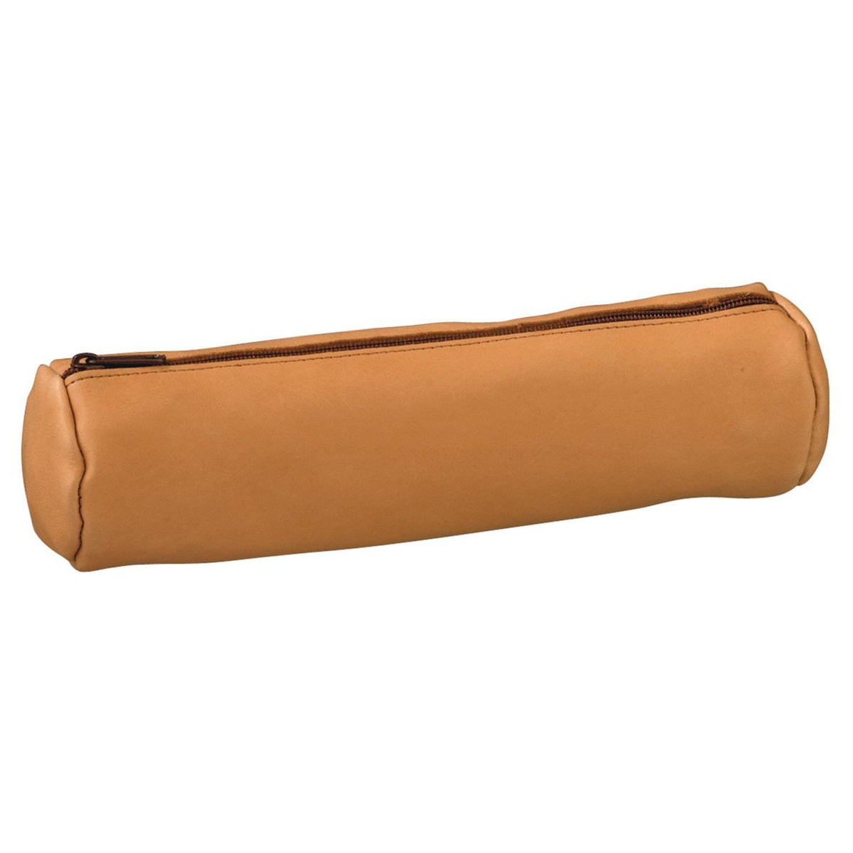 ELBA Trousse ronde 1 compartiment cuir naturel beige