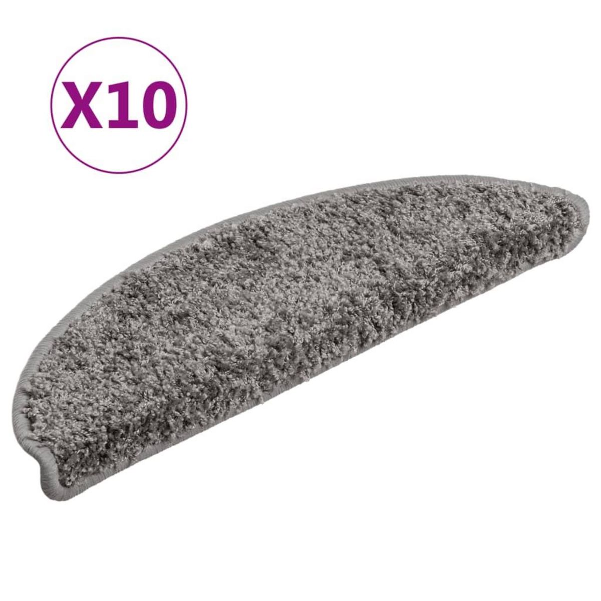 VIDAXL Tapis d'escalier 10 pcs 56x17x3 cm Gris