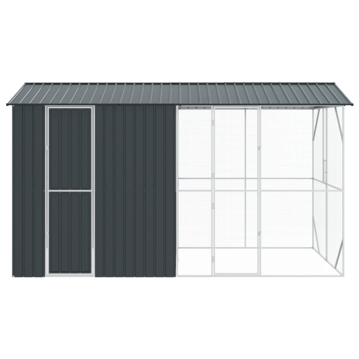 VIDAXL Aviary pour oiseaux avec extension anthracite 210x442x247 cm en acier