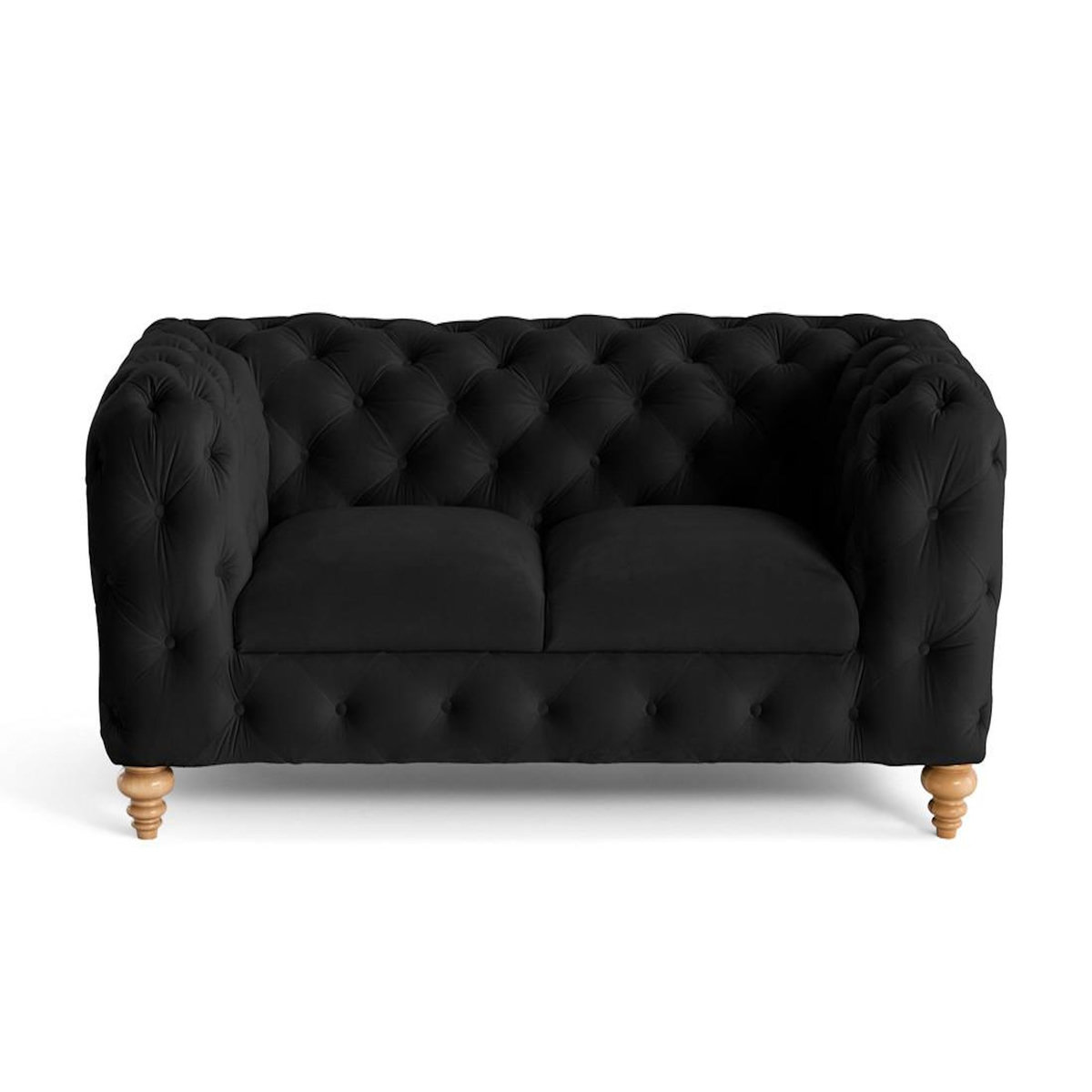 LISA DESIGN Walter - canapé 2 places chesterfield en velours - pieds bois