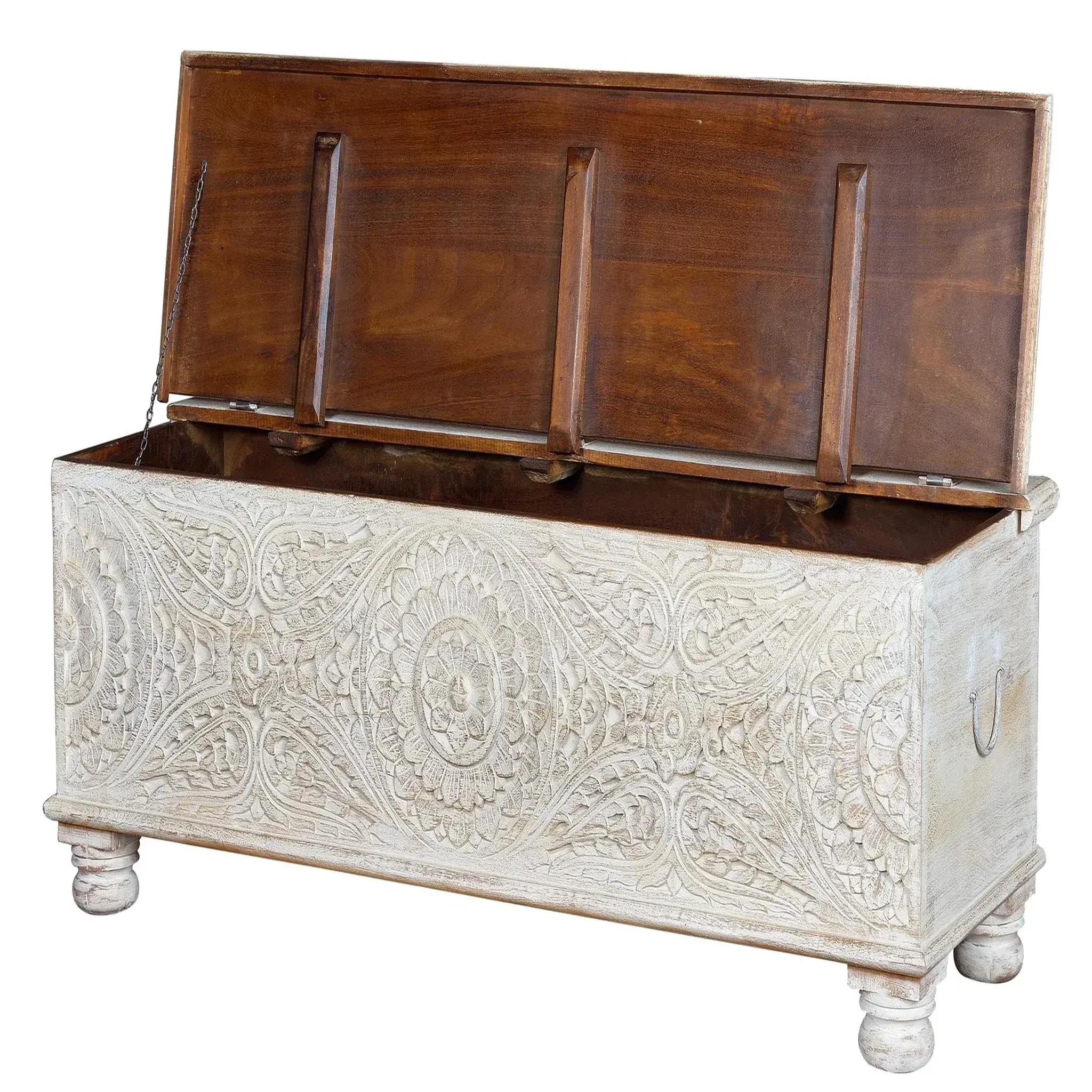 Voir la diapositive 3 : GINER Y COLOMER SL Coffre en bois de manguier massif 150 cm style rustique ethnique