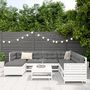 Voir la diapositive 3 : VIDAXL Salon de jardin 8 pcs blanc bois de pin massif