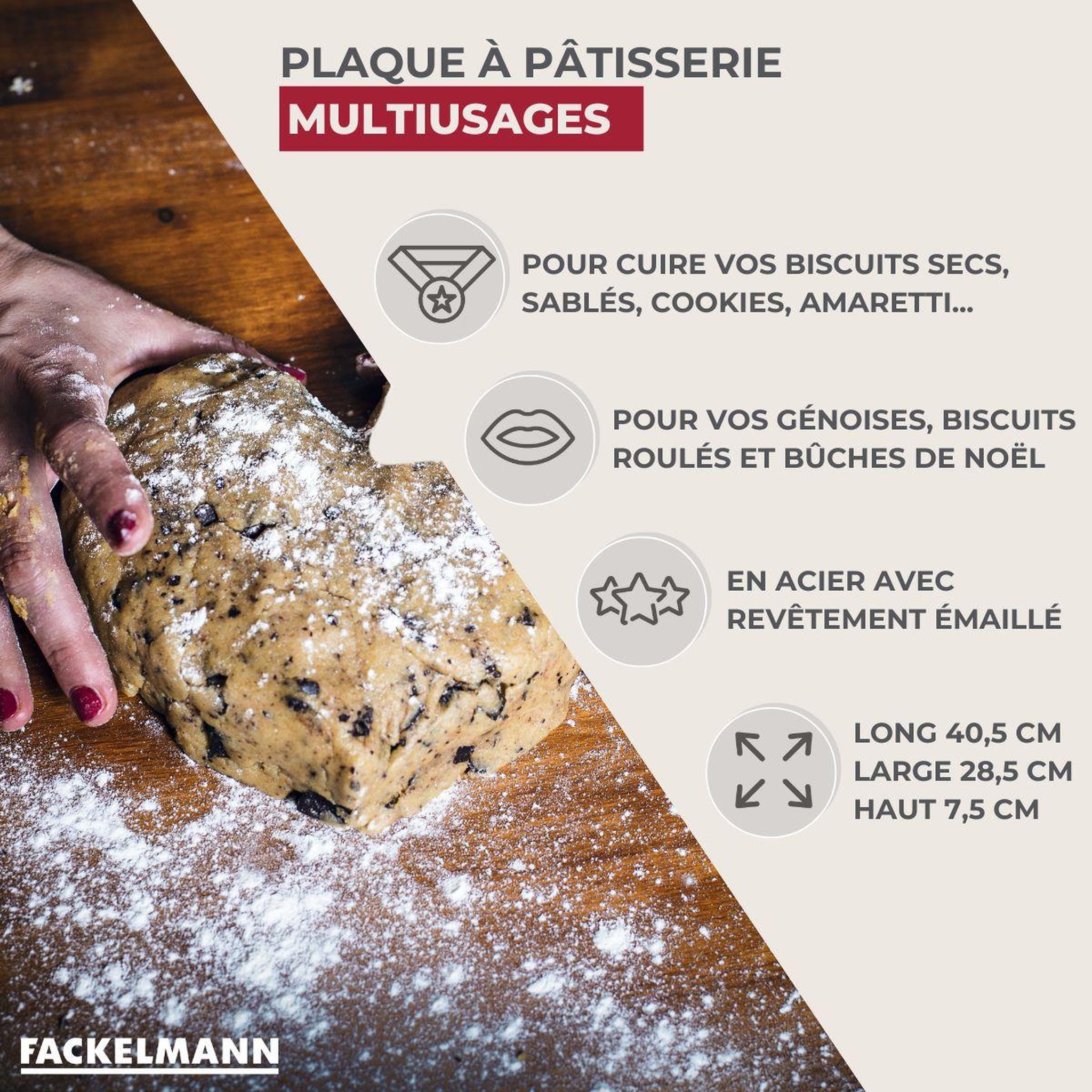 Voir la diapositive 3 : Fackelmann Plaque à pâtisserie émaillée 40 x 34 cm fackelmann