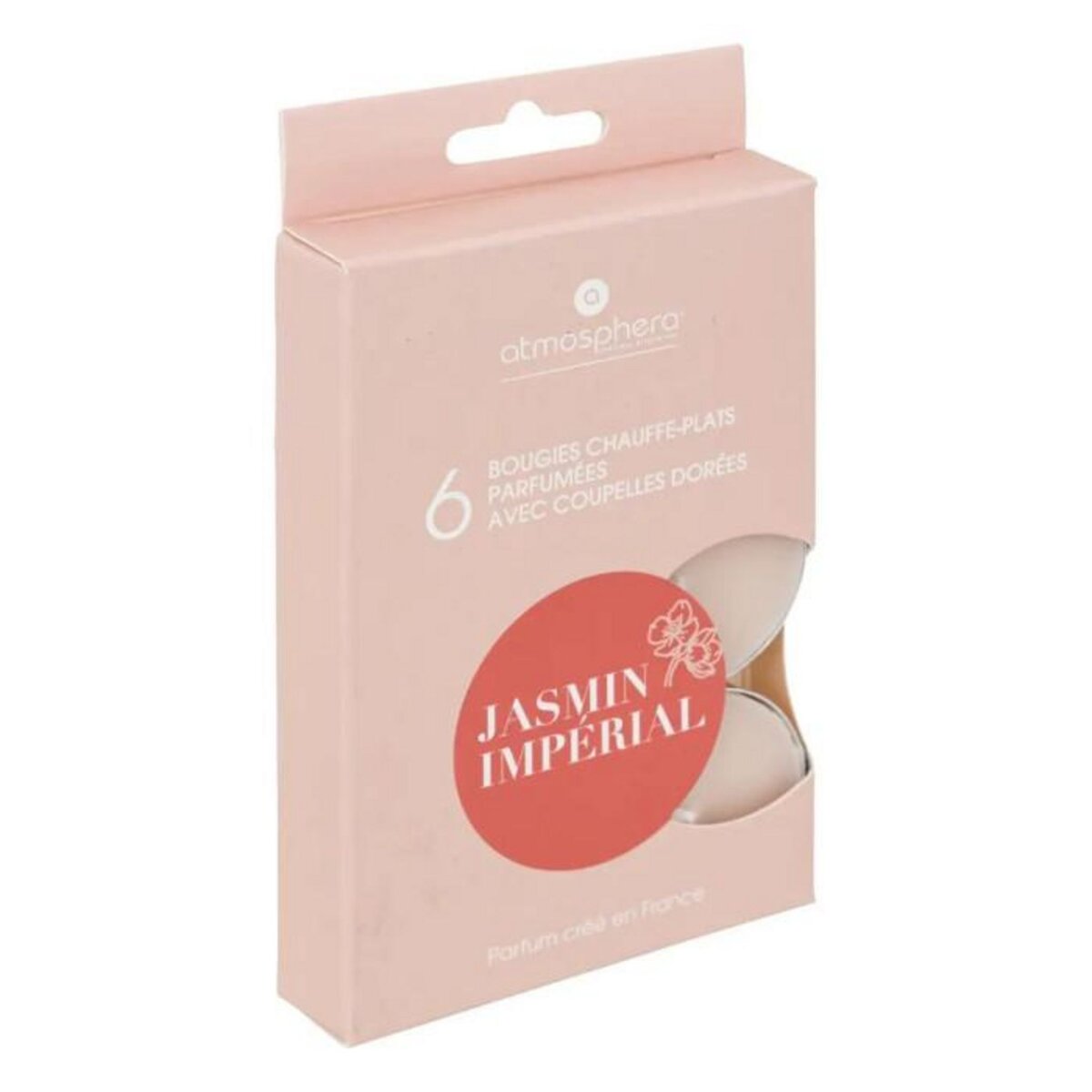 ATMOSPHERA Lot de 6 Bougies Chauffe-Plat Parfumées  Izor  3,7cm Jasmin