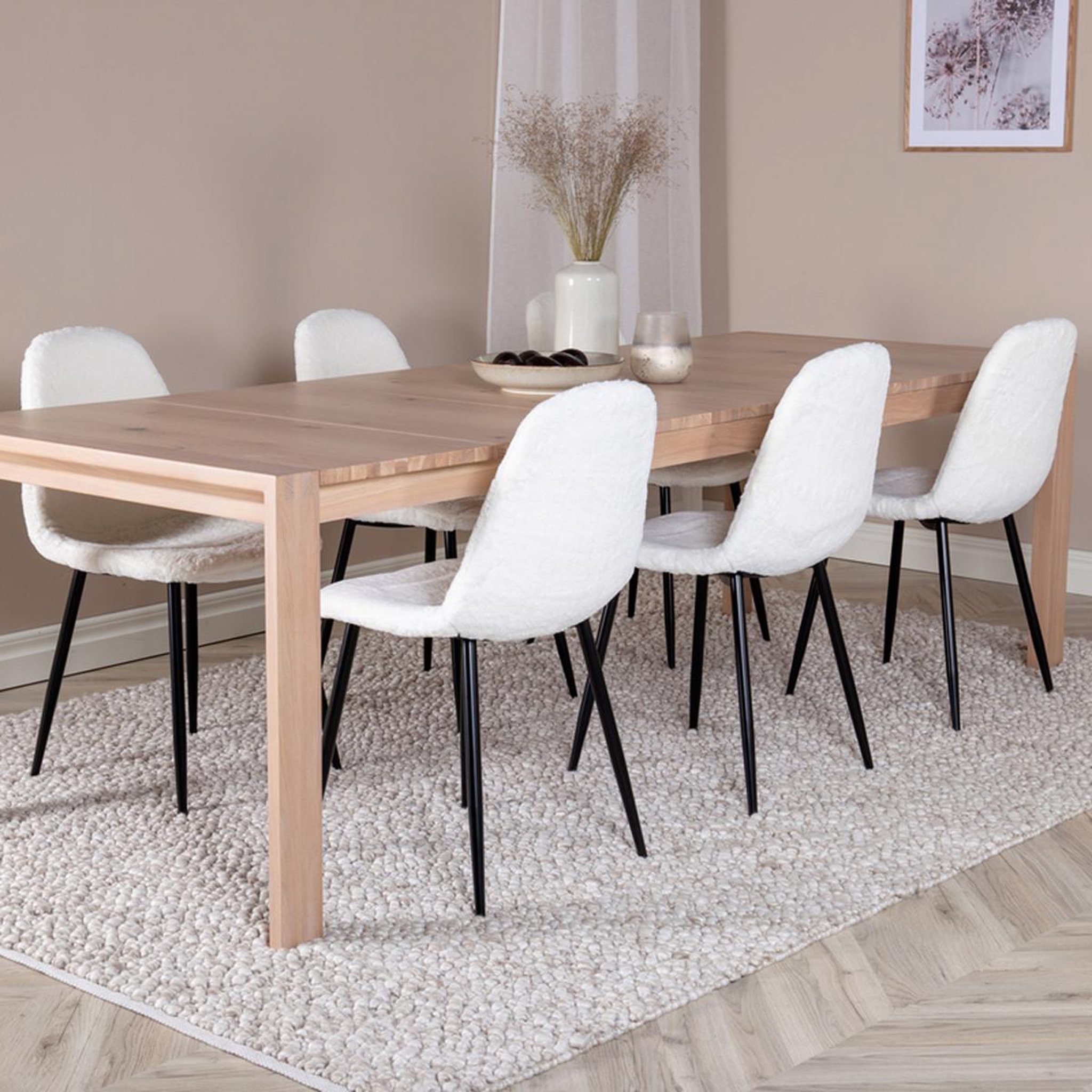 Voir la diapositive 5 : Paris Prix Ensemble table à manger extensible & 6 chaises  slider & polar  170-250cm blanc & beige