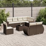 VIDAXL Salon de jardin avec coussins 9 pcs marron resine tressee