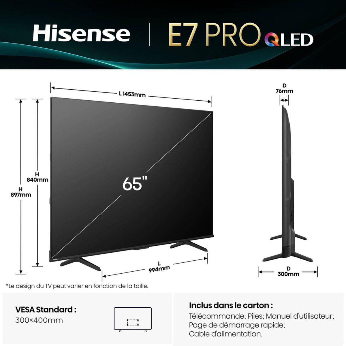 Hisense TV QLED 65E79Q PRO 2025 (164cm)