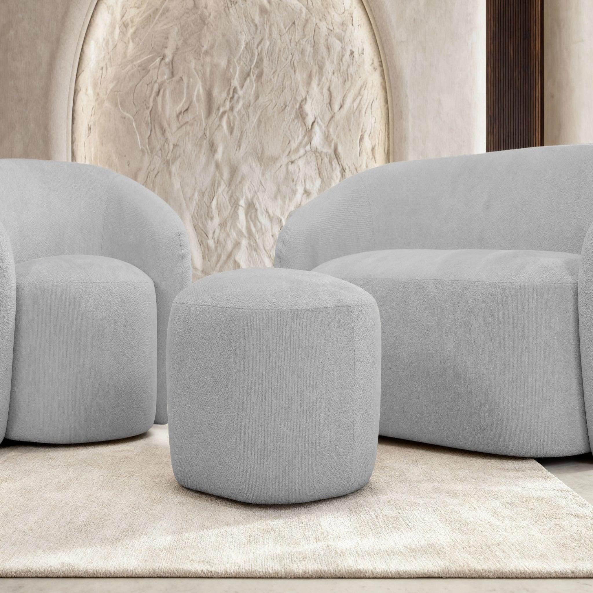 Voir la diapositive 4 : CASANOVA PARIS Aurelie - pack canapé droit 2 places + fauteuil + pouf tissu